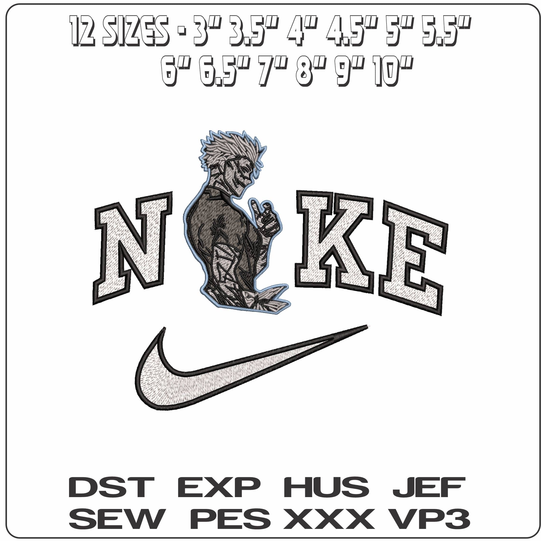 Nike Satoru Gojo Honored One Pose Outline Jujutsu Kaisen Anime - Elegant embroidery design file - instant download — view 2