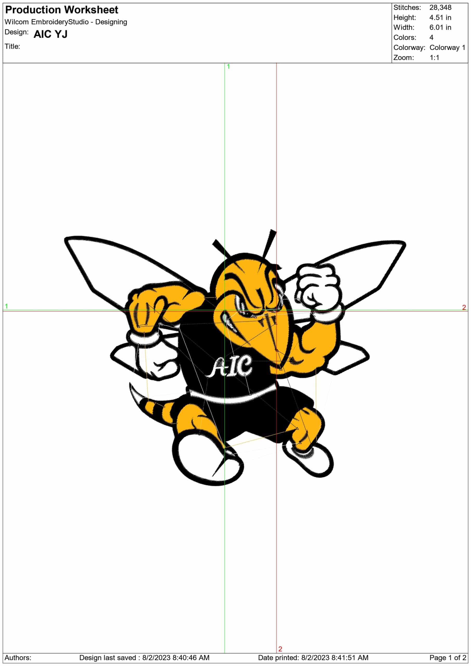 American International College Yellow Jackets embroidery design AIC Logo embroidery machine pattern ASU embroidery file - instant download — view 2
