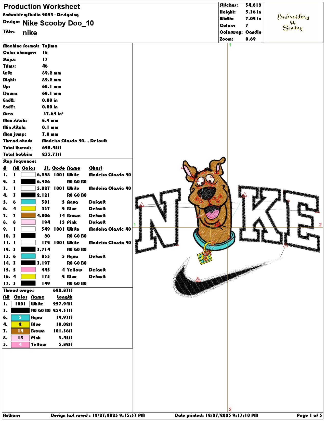 Nike Scooby Doo  - Elegant embroidery design file - instant download — view 3