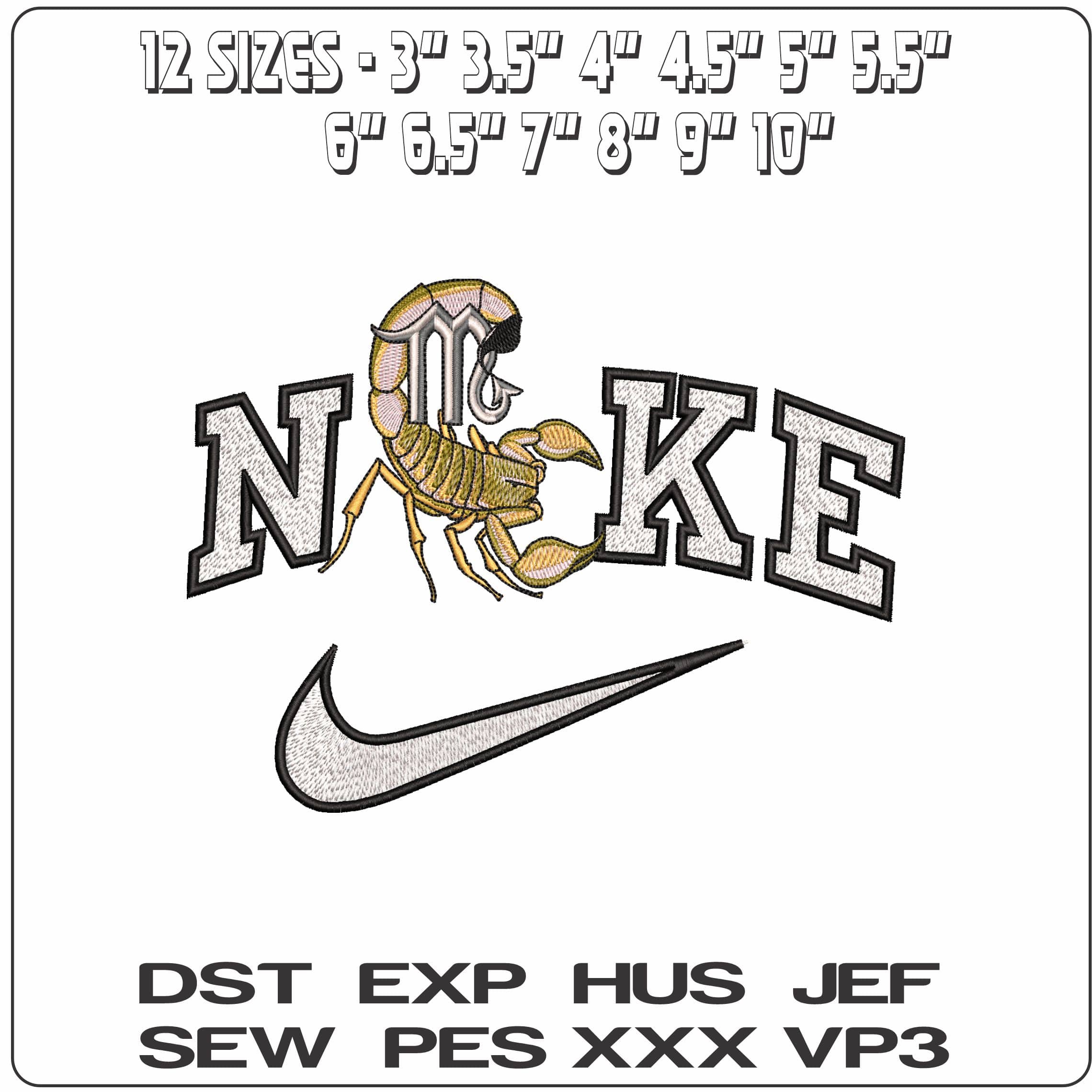 Nike Scorpio Scorpion and Symbol Zodiac - Elegant embroidery design file - instant download — view 2