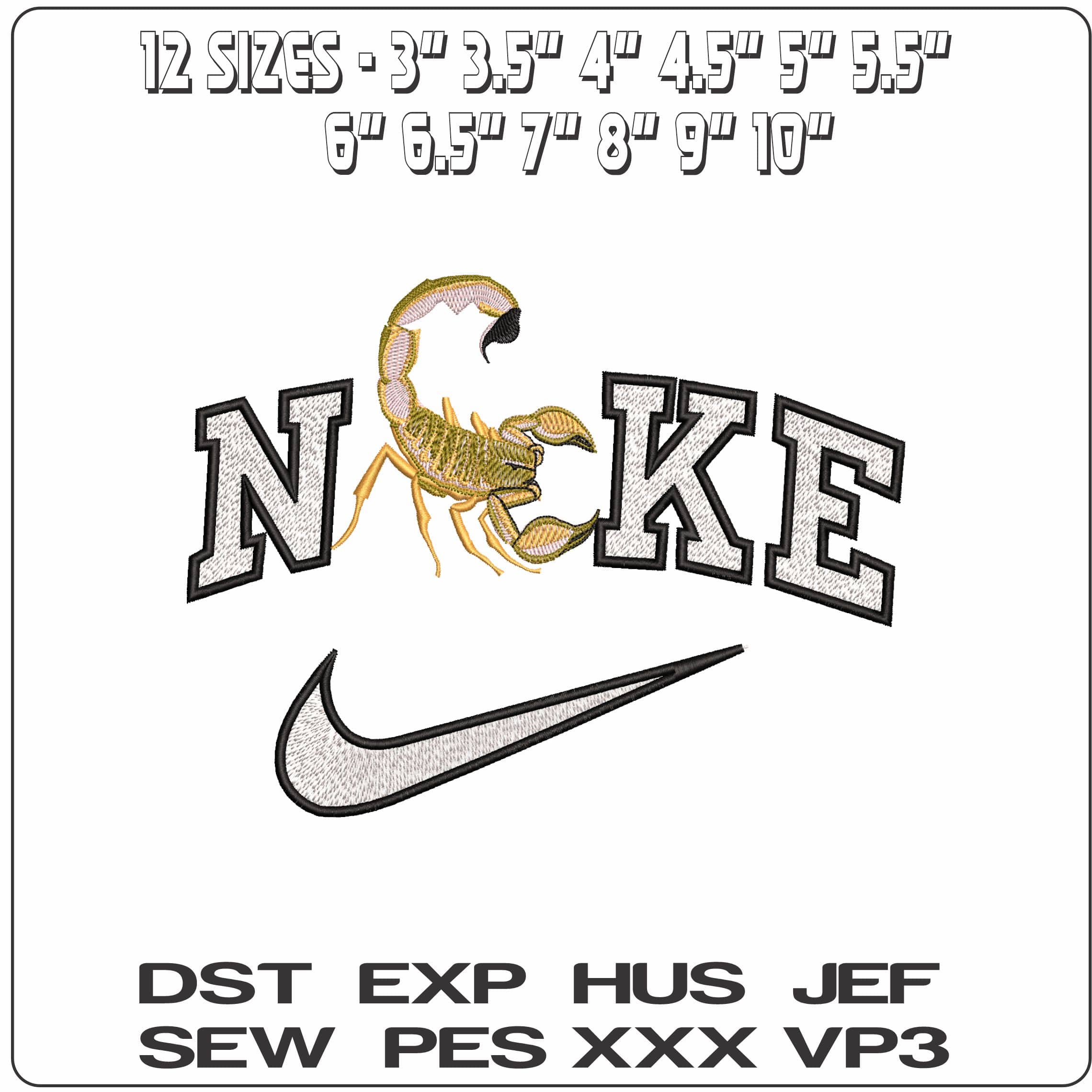 Nike Scorpion - Elegant embroidery design file - instant download — view 2