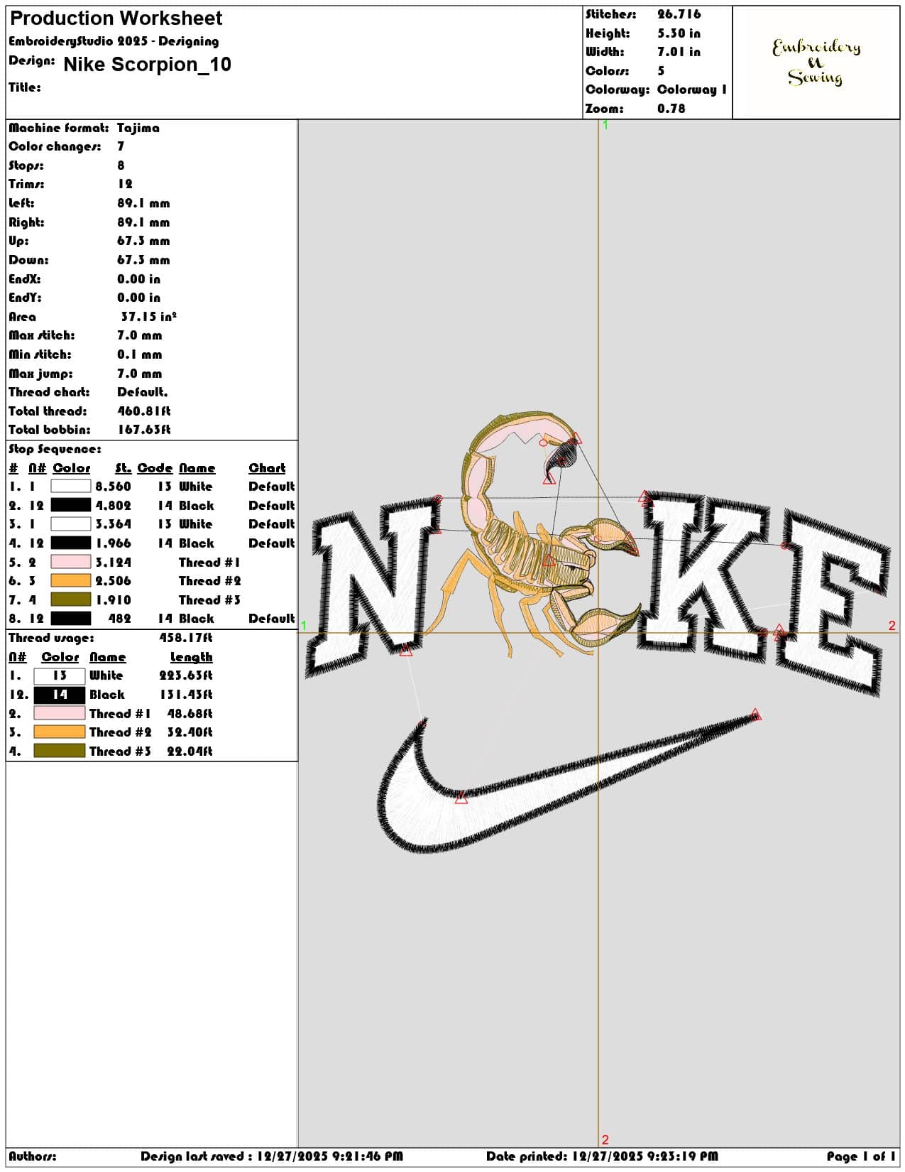 Nike Scorpion - Elegant embroidery design file - instant download — view 3