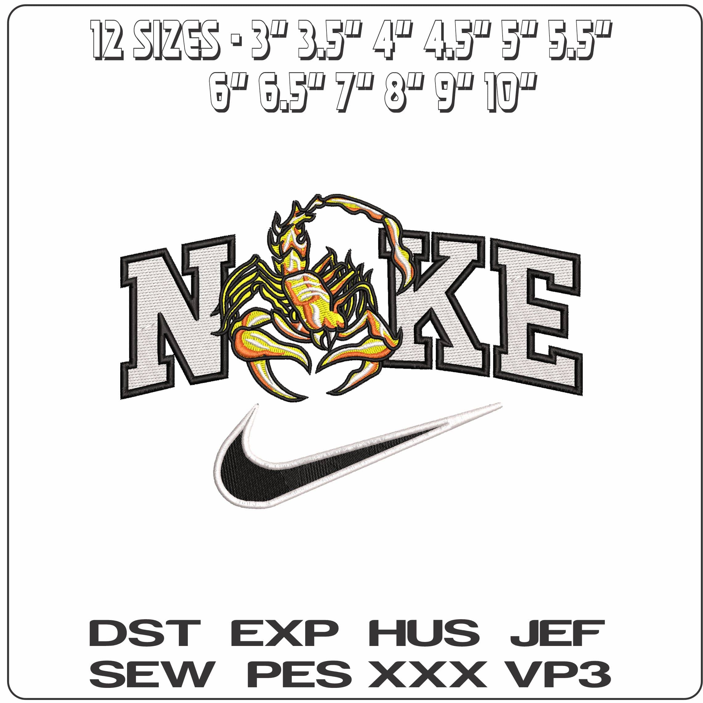 Nike Scorpion tail up - Elegant embroidery design file - instant download — view 2