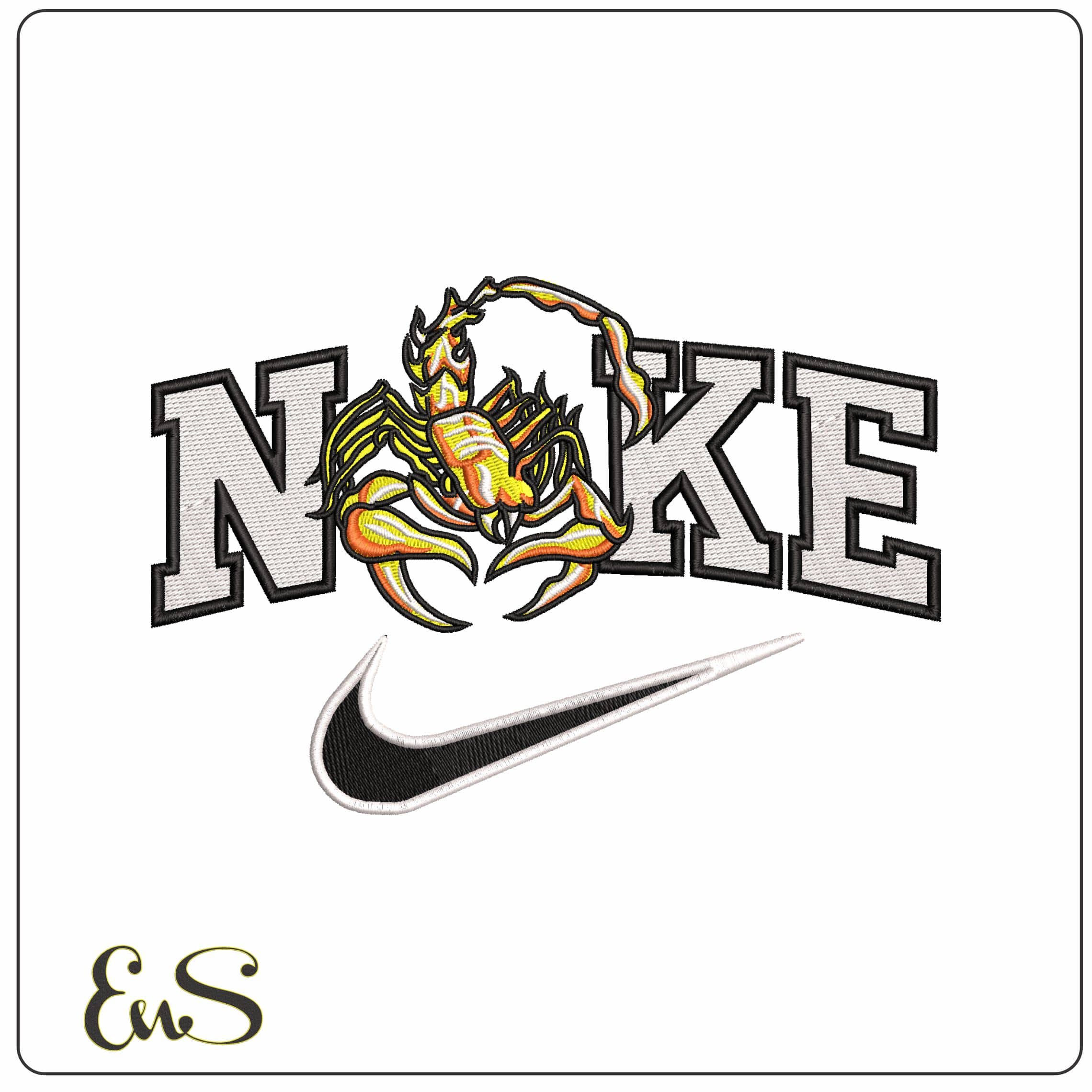 Nike Scorpion tail up - Elegant embroidery design file - instant download
