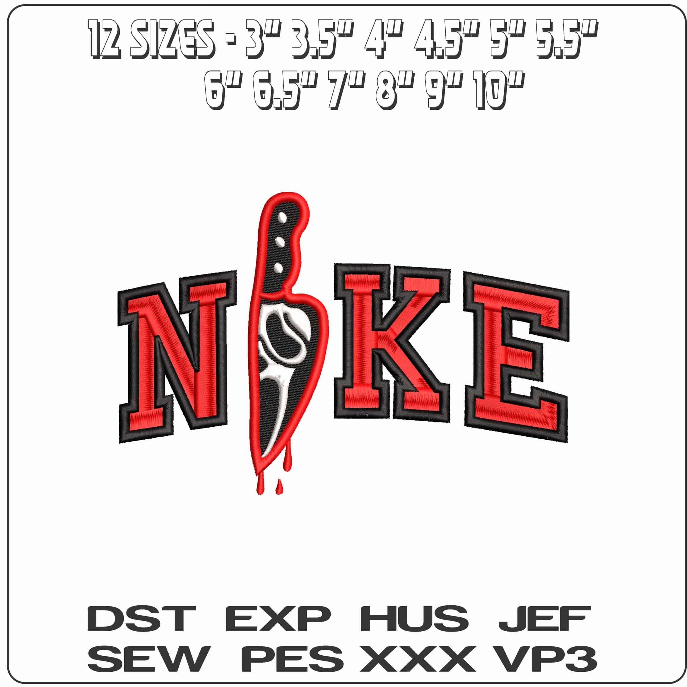 Nike Scream Knife - Elegant embroidery design file - instant download — view 2