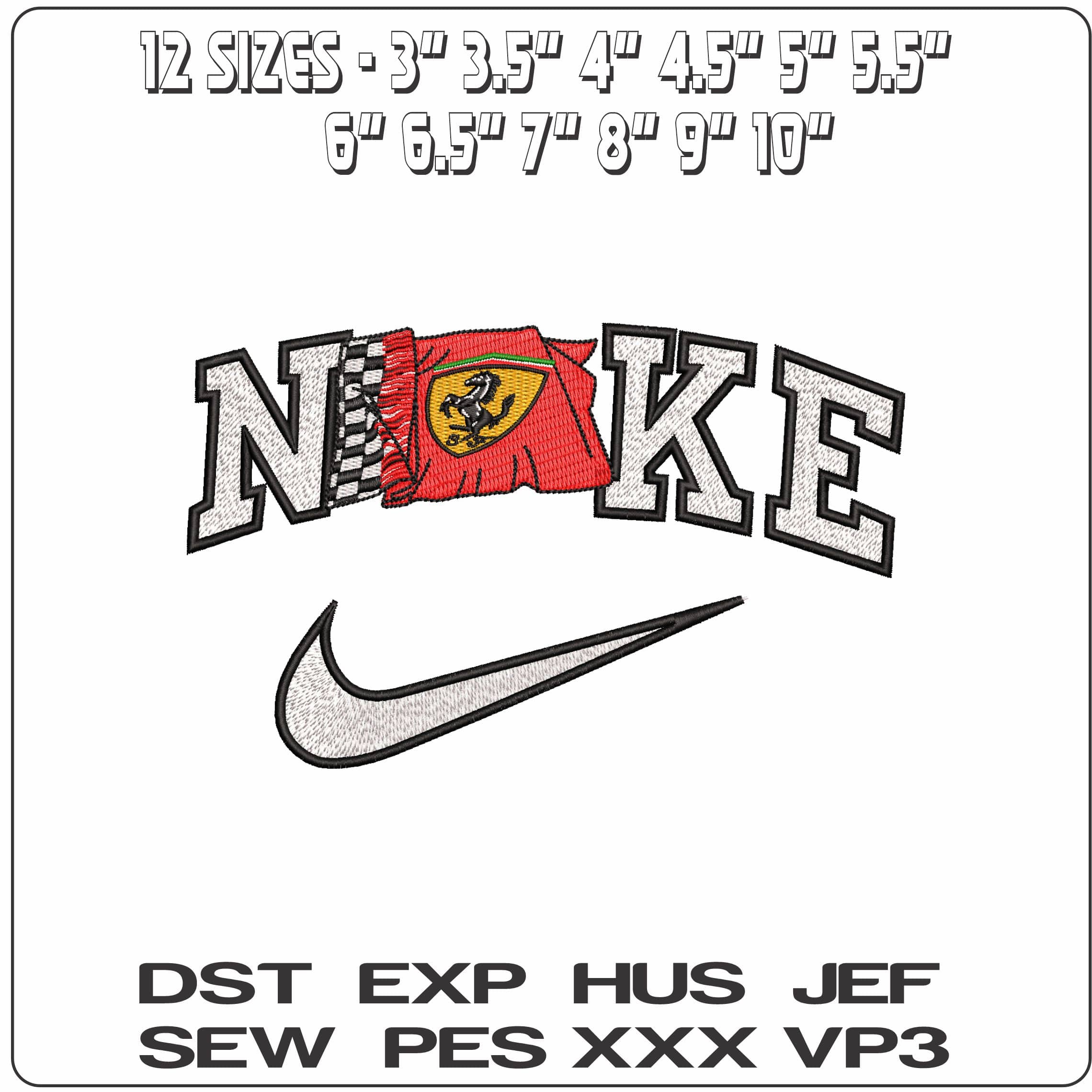 Nike Scuderia Ferrari Flag - Elegant embroidery design file - instant download — view 2