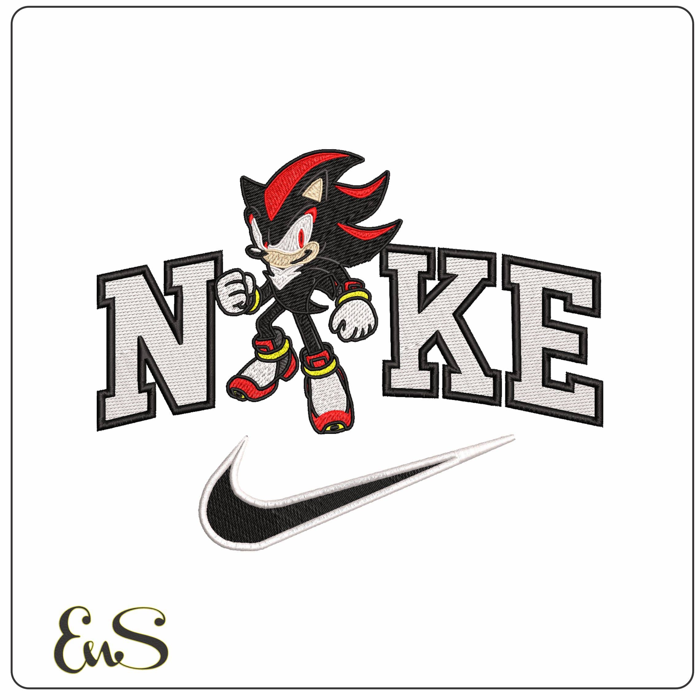 Nike Shadow Sonic the Hedgehog - Elegant embroidery design file - instant download
