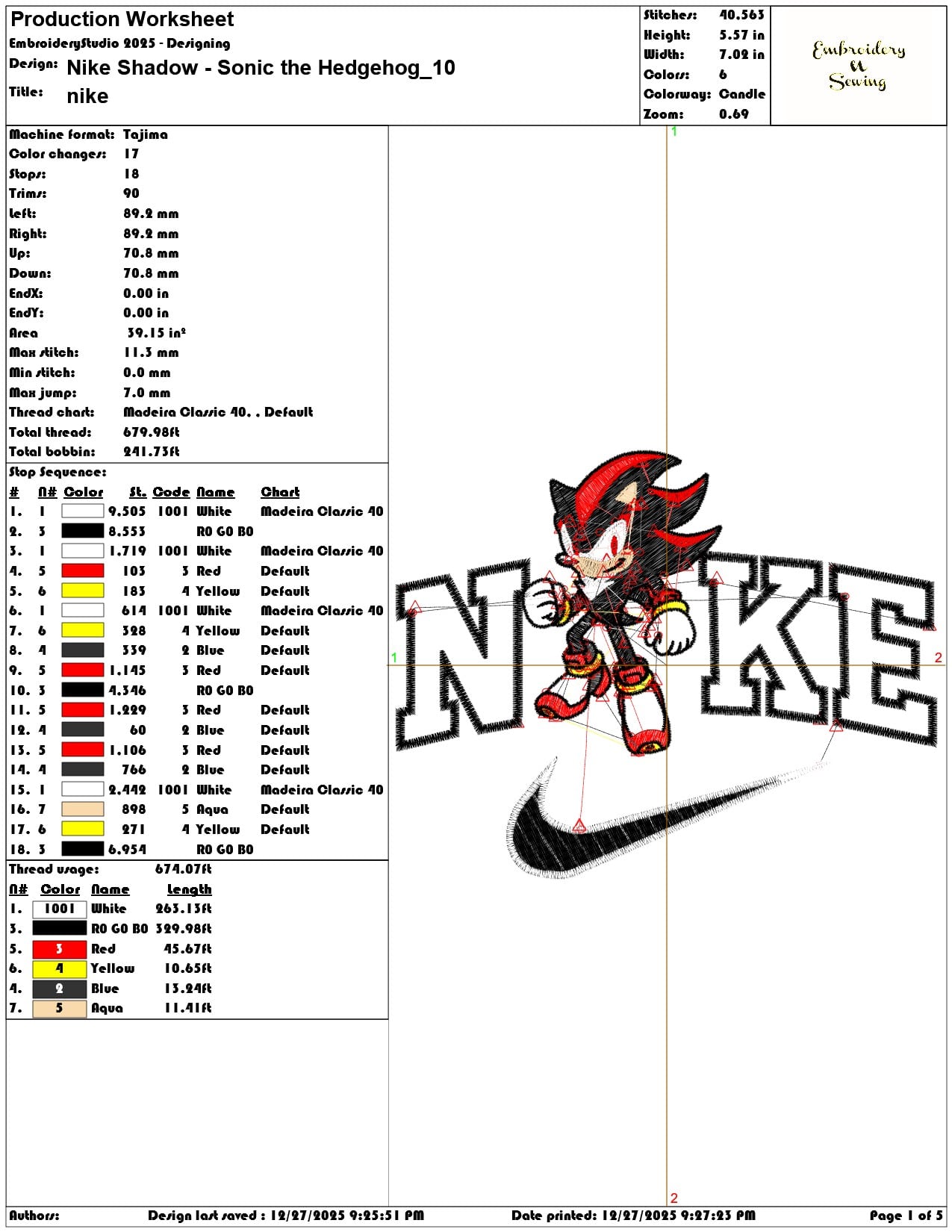 Nike Shadow Sonic the Hedgehog - Elegant embroidery design file - instant download — view 3