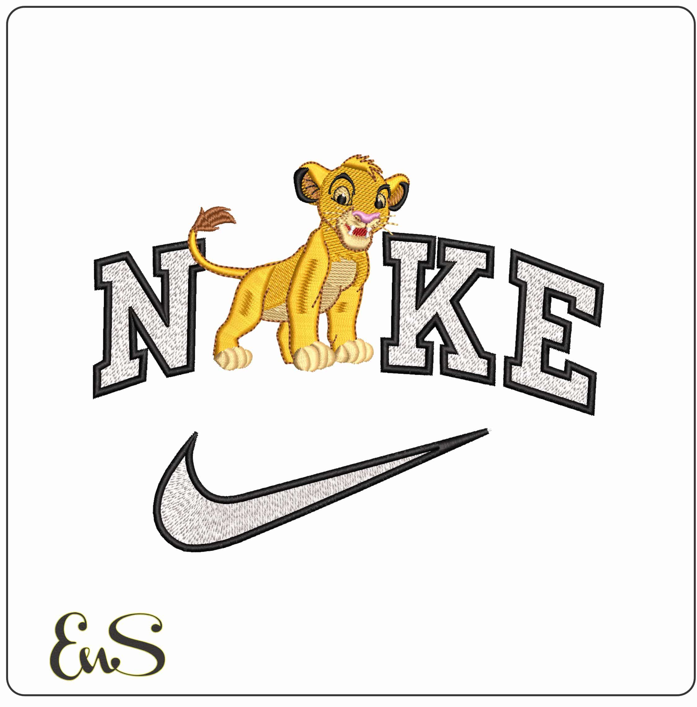 Nike Simba Cub Lion King - Elegant embroidery design file - instant download