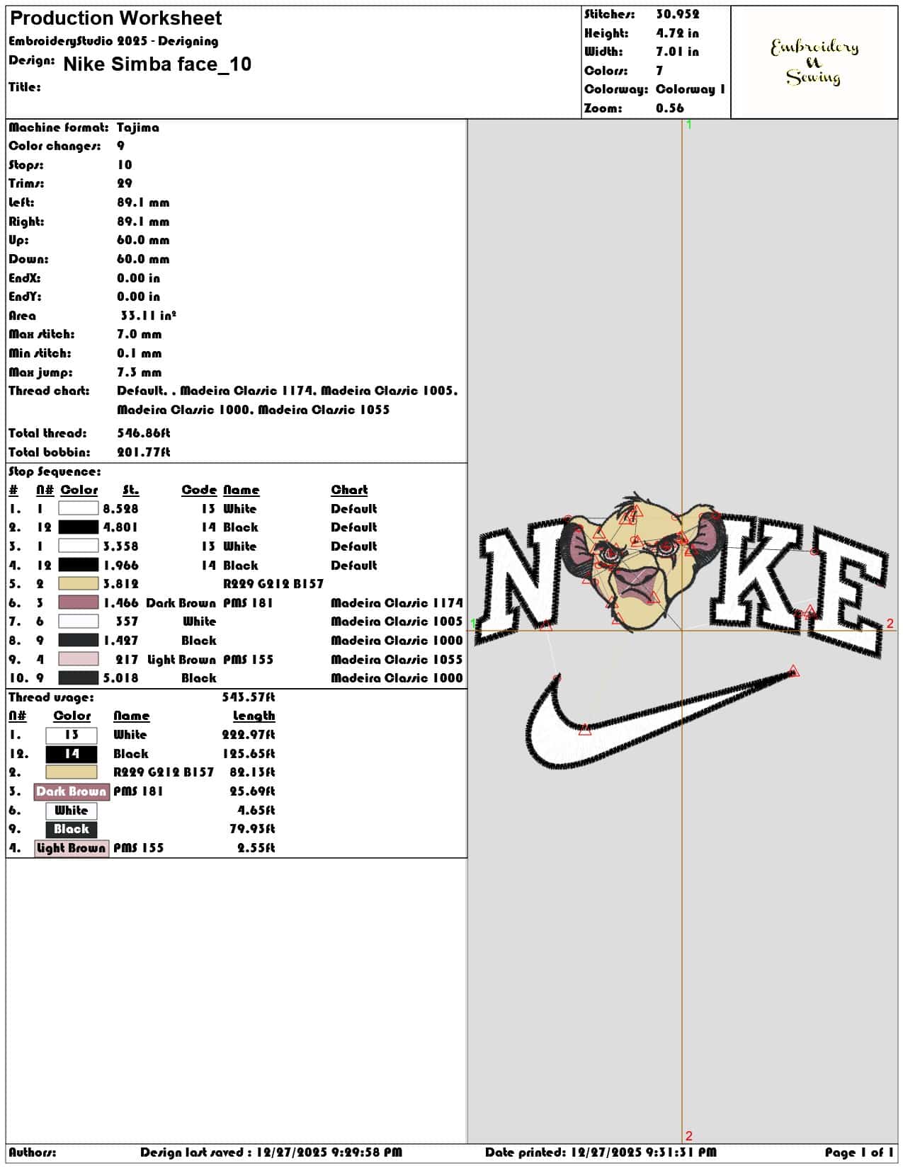 Nike Simba face - Elegant embroidery design file - instant download — view 3
