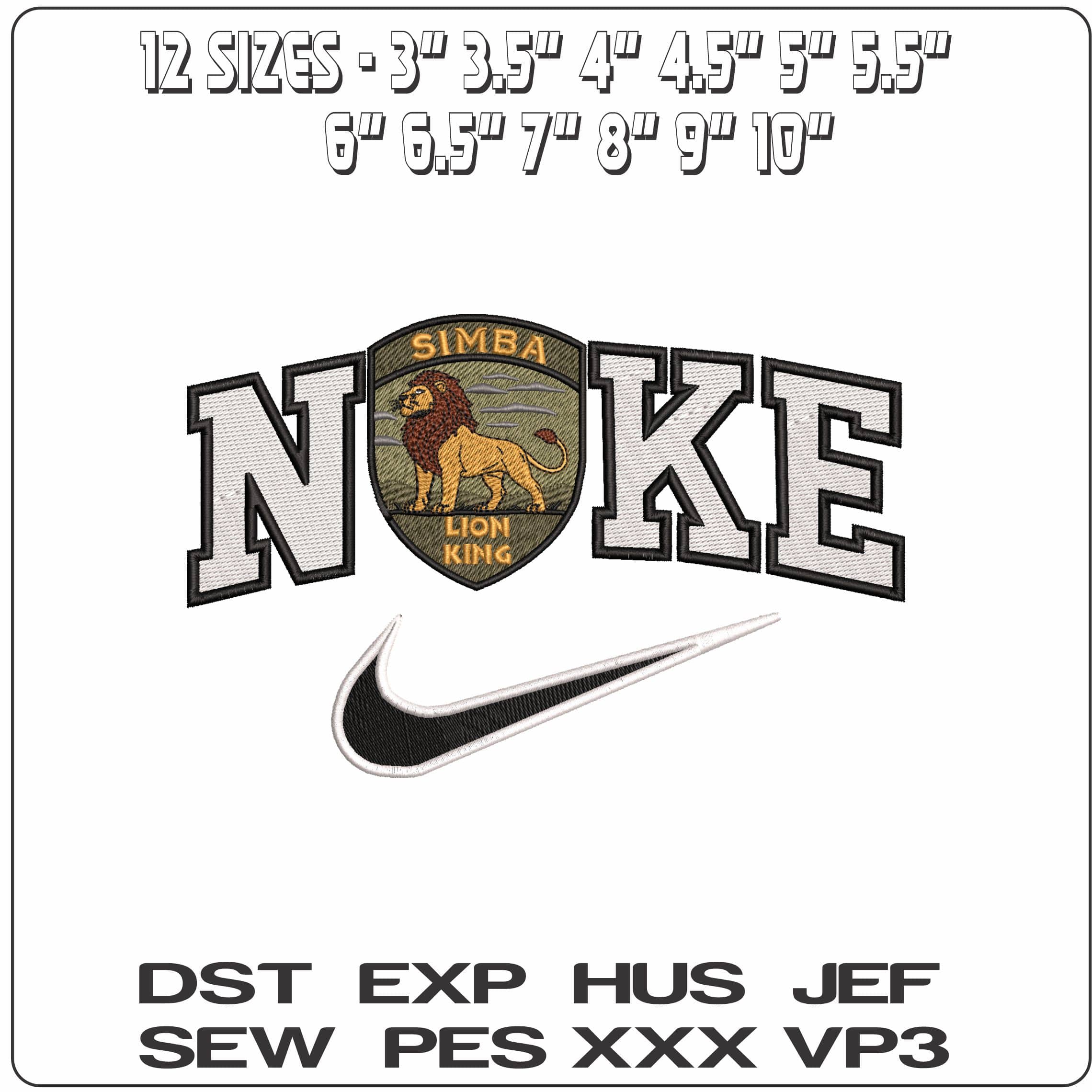 Nike Simba Lion King Patch - Elegant embroidery design file - instant download — view 2