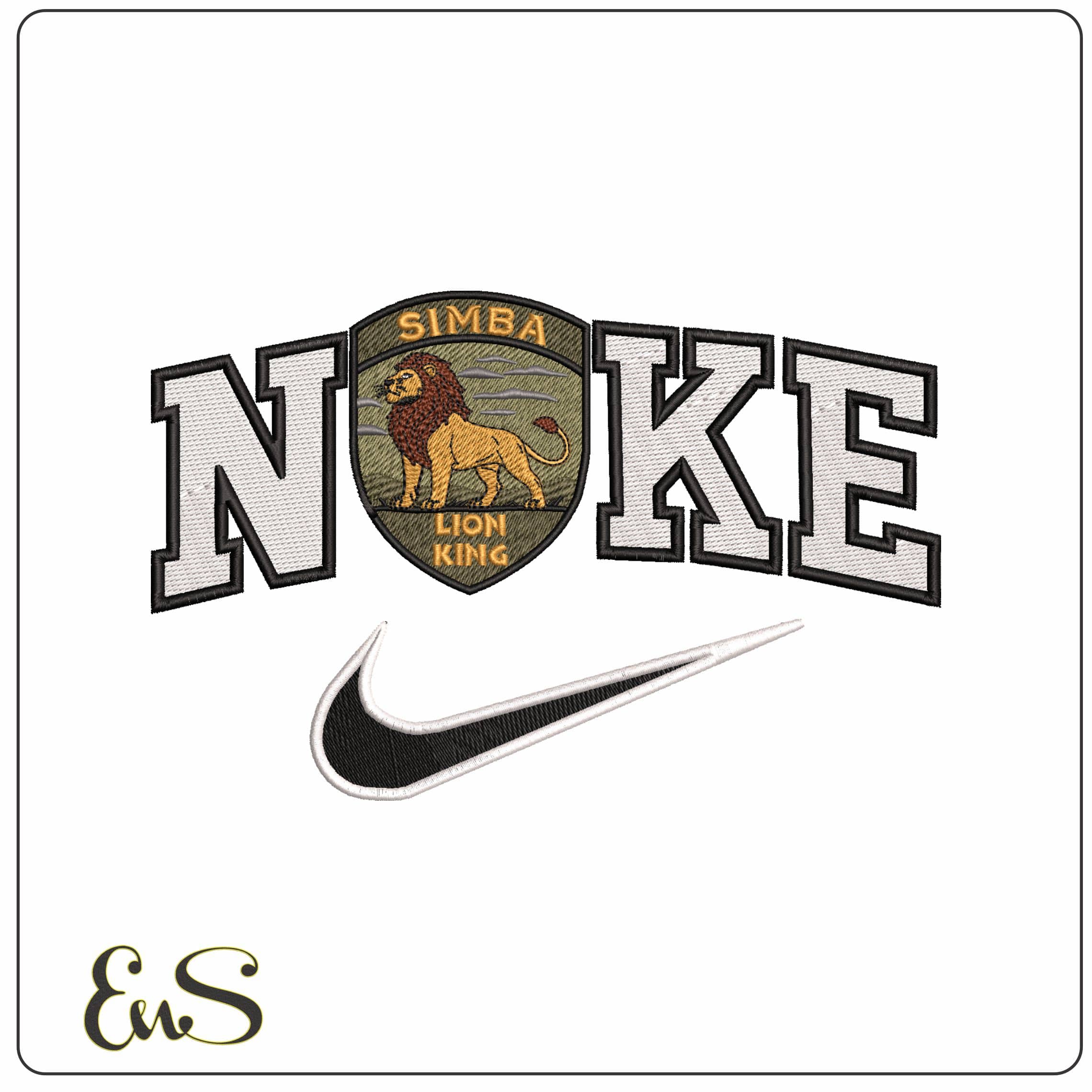 Nike Simba Lion King Patch - Elegant embroidery design file - instant download