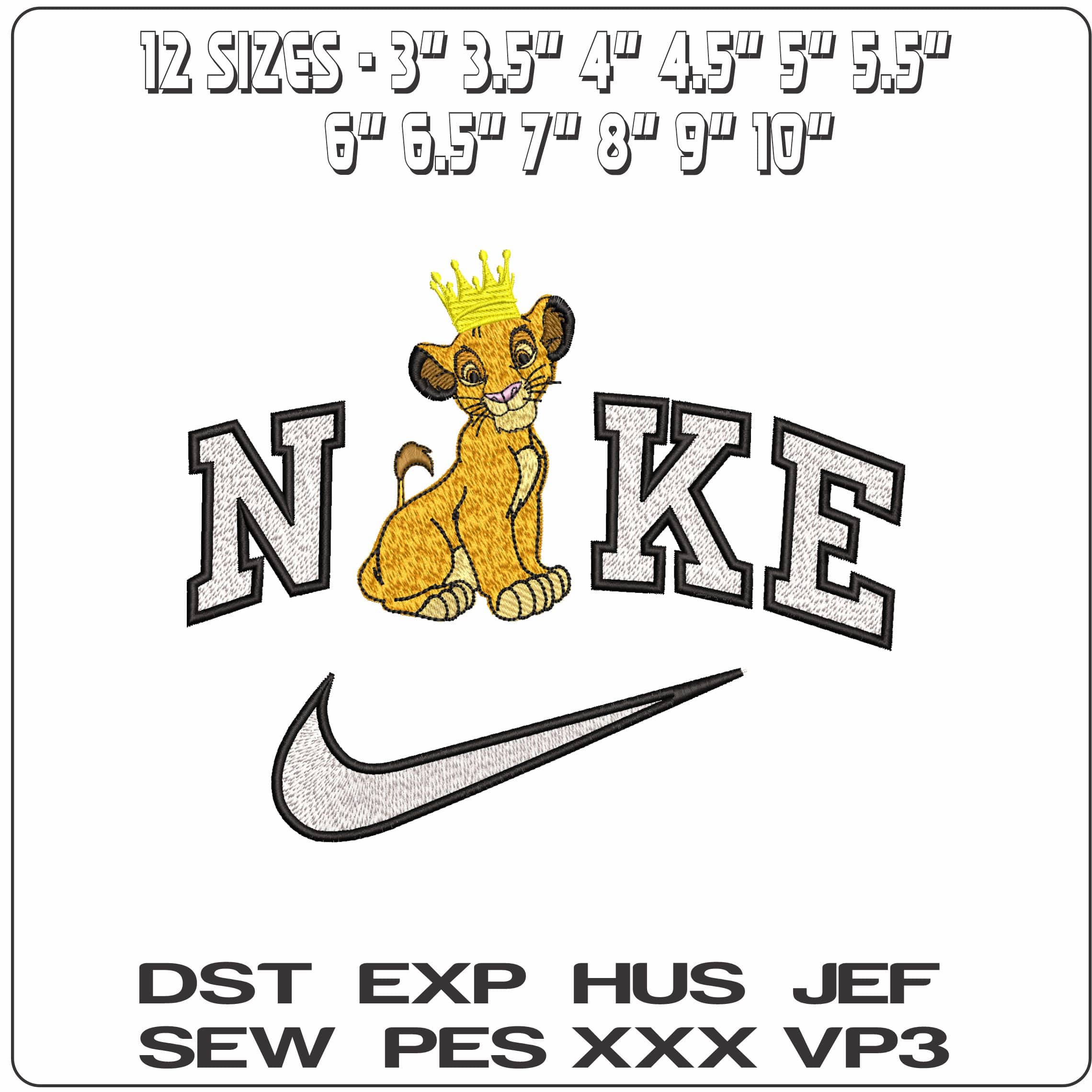 Nike Simba Prince Lion King - Elegant embroidery design file - instant download — view 2