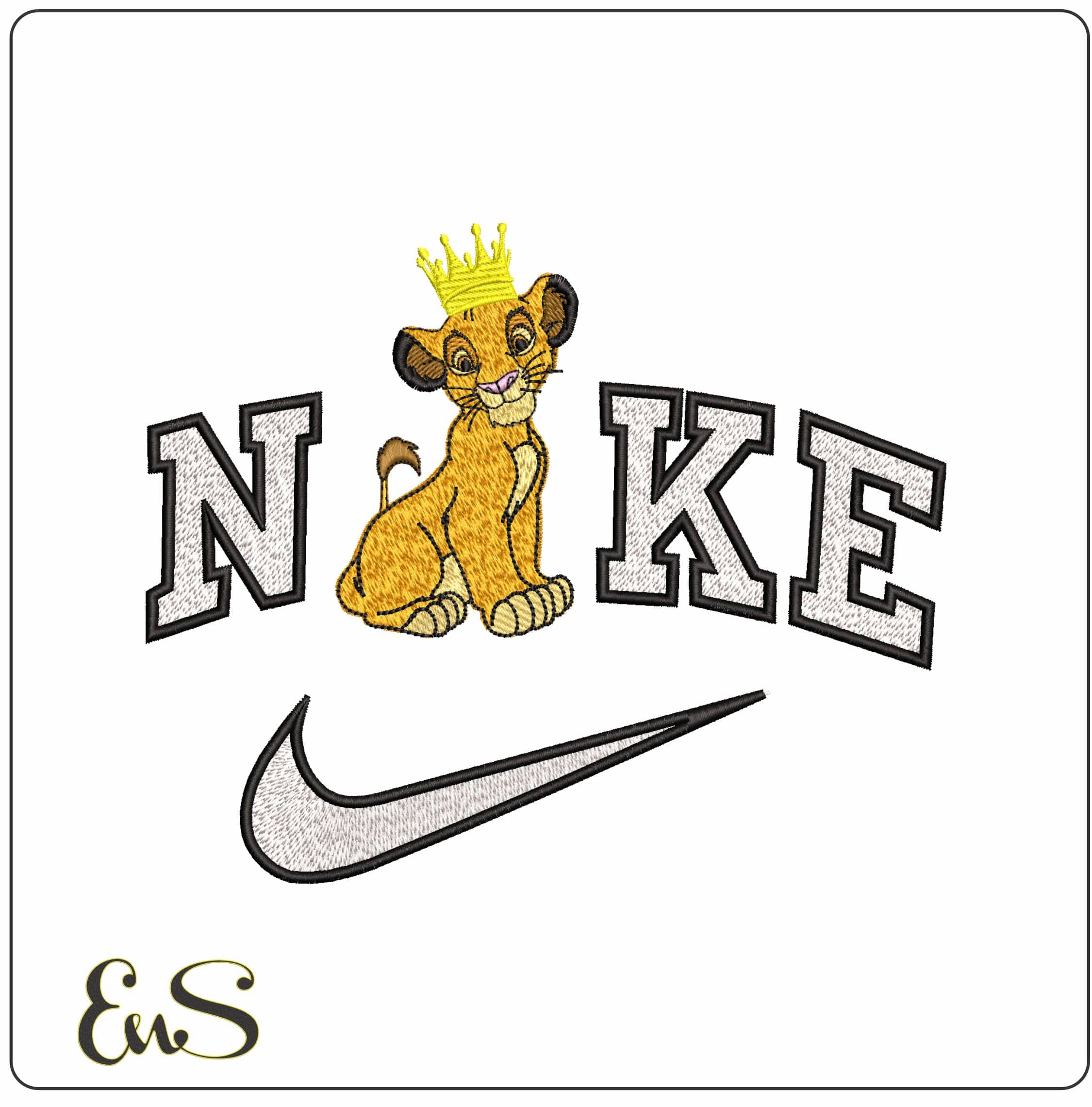 Nike Simba Prince Lion King - Elegant embroidery design file - instant download