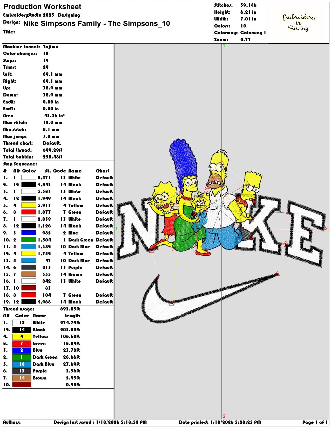 Nike Simpsons Family The Simpsons - Elegant embroidery design file - instant download — view 3