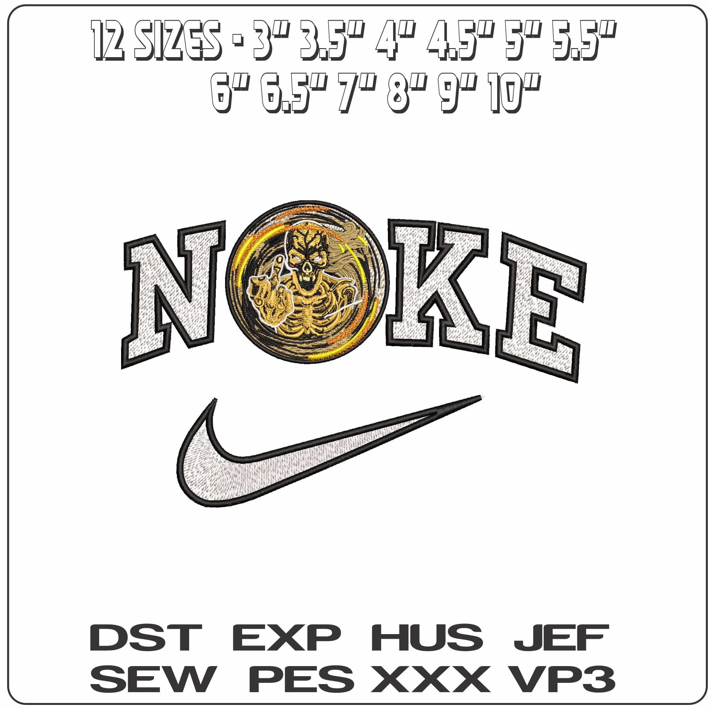 Nike Skeleton giving Finger - Elegant embroidery design file - instant download — view 2
