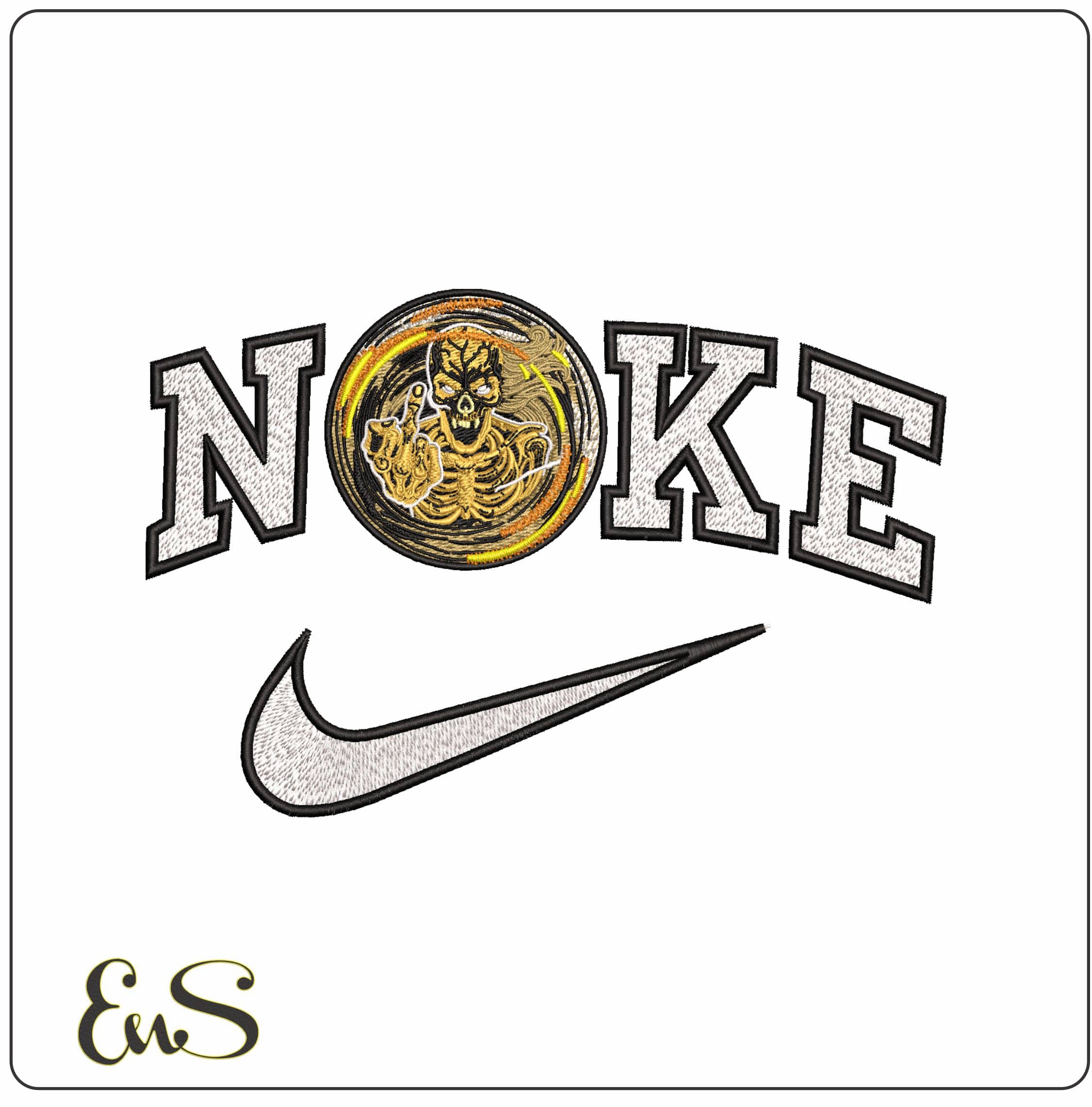Nike Skeleton giving Finger - Elegant embroidery design file - instant download