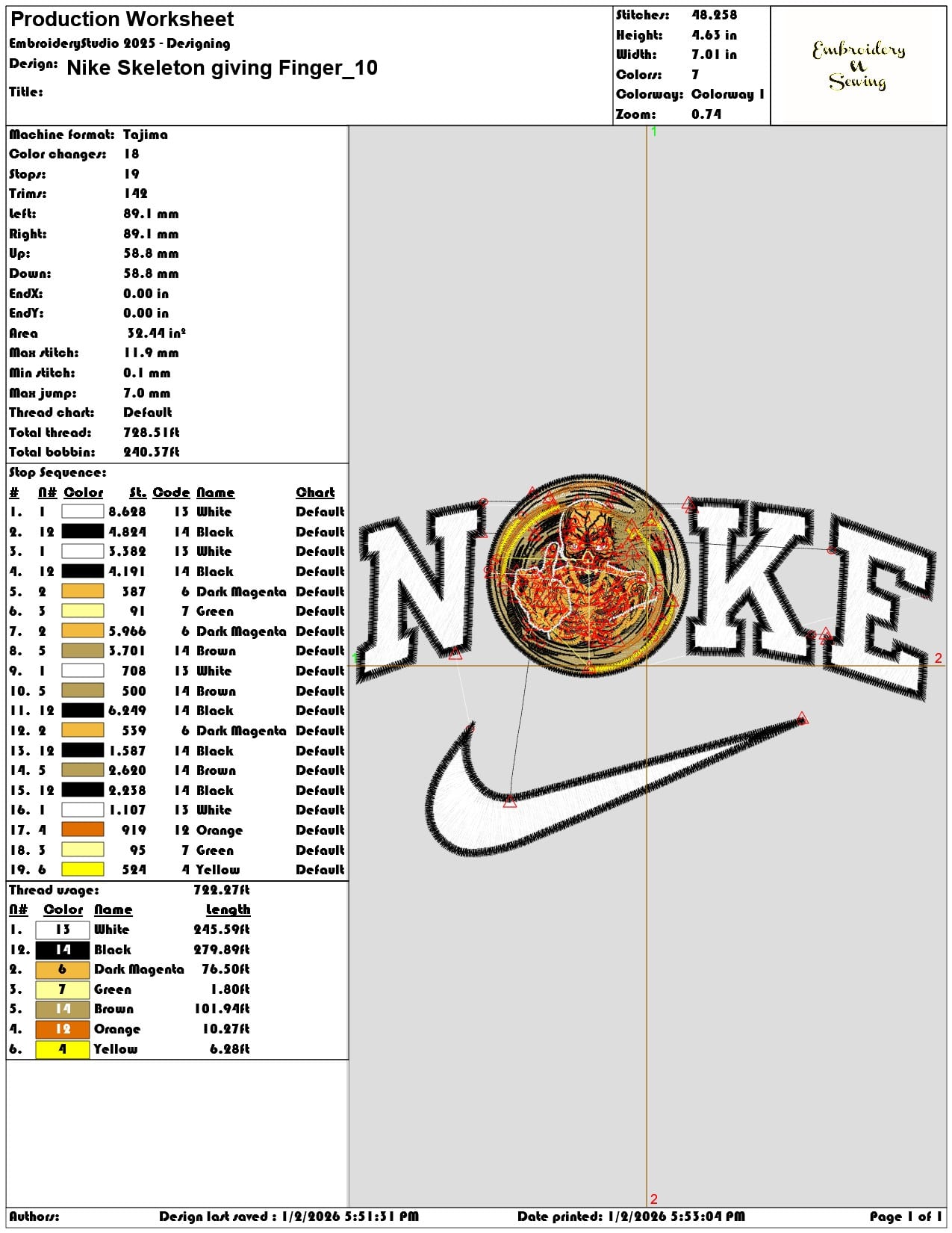 Nike Skeleton giving Finger - Elegant embroidery design file - instant download — view 3