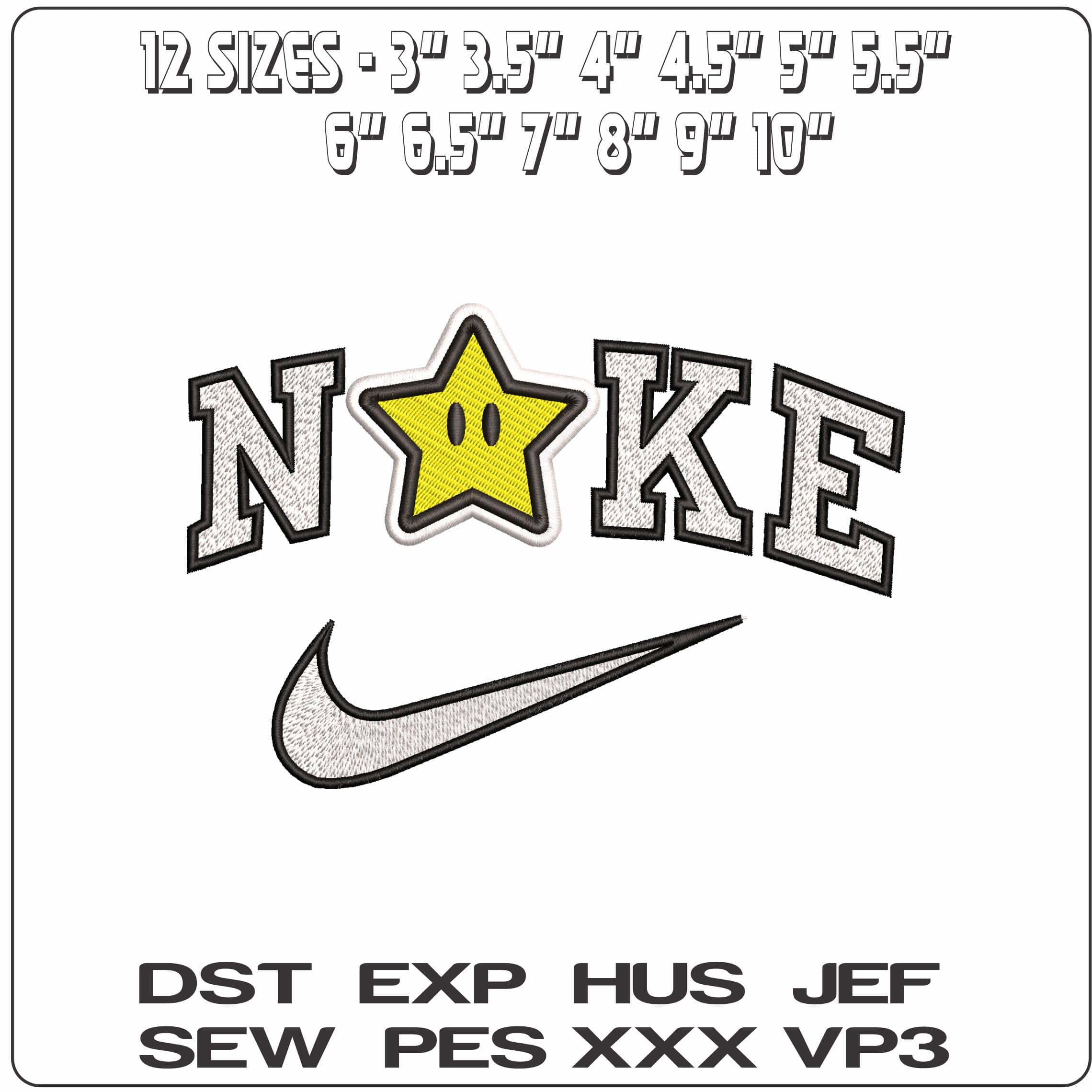 Nike Small Star Super Mario Bros - Elegant embroidery design file - instant download — view 2