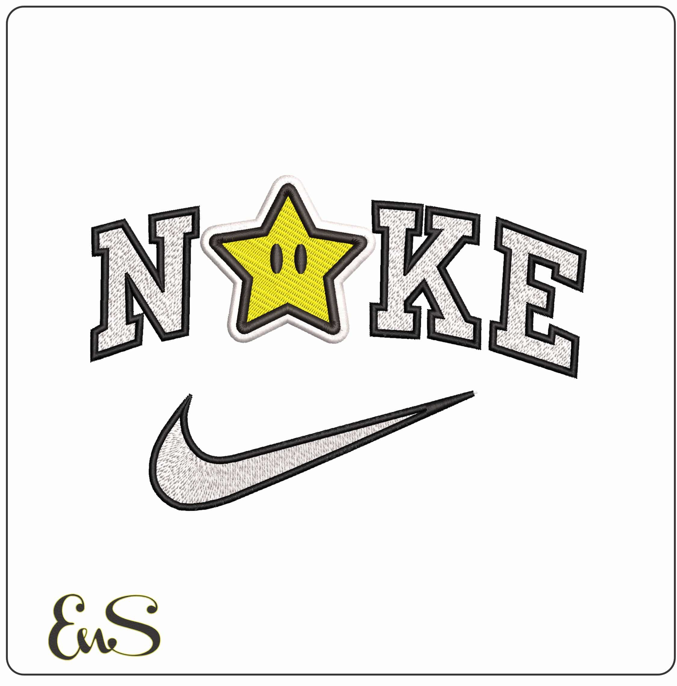 Nike Small Star Super Mario Bros - Elegant embroidery design file - instant download
