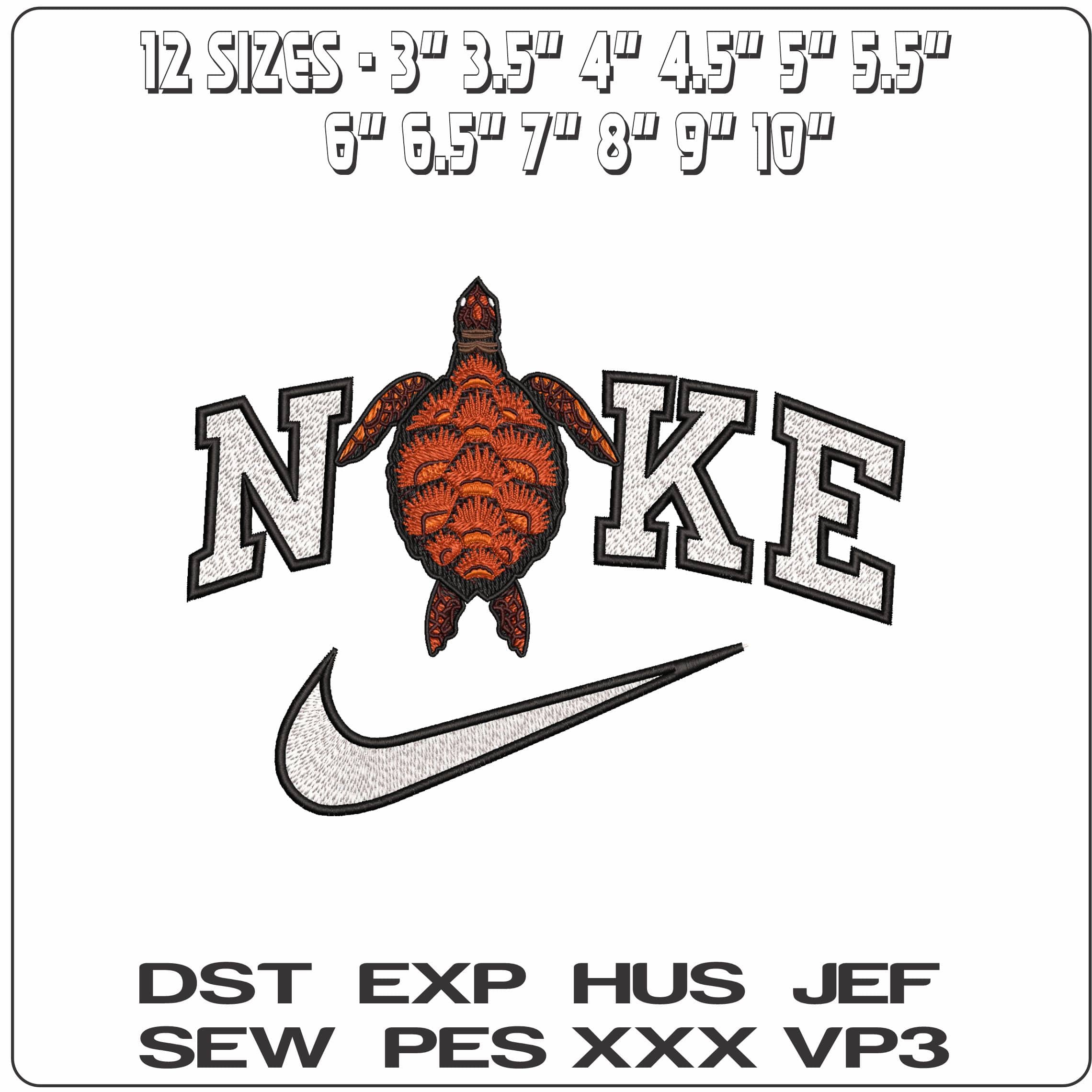 Nike Snapper Turtle - Elegant embroidery design file - instant download — view 2