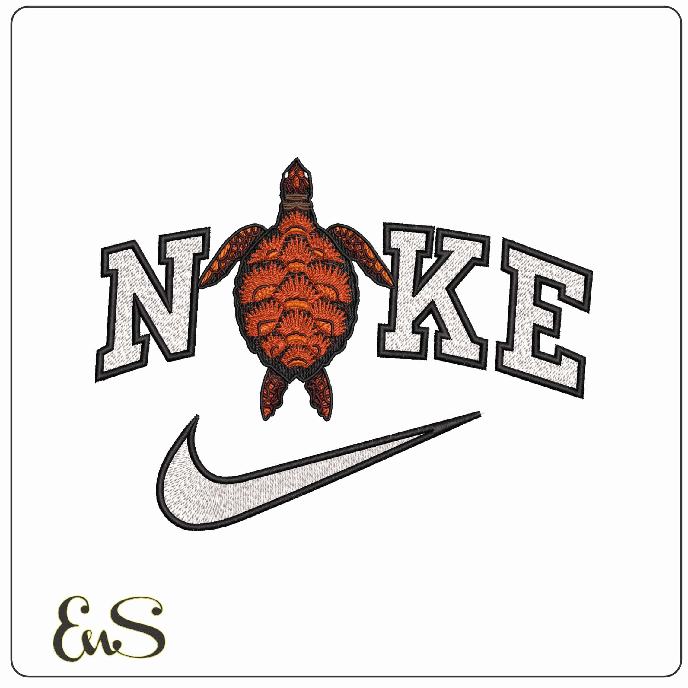Nike Snapper Turtle - Elegant embroidery design file - instant download