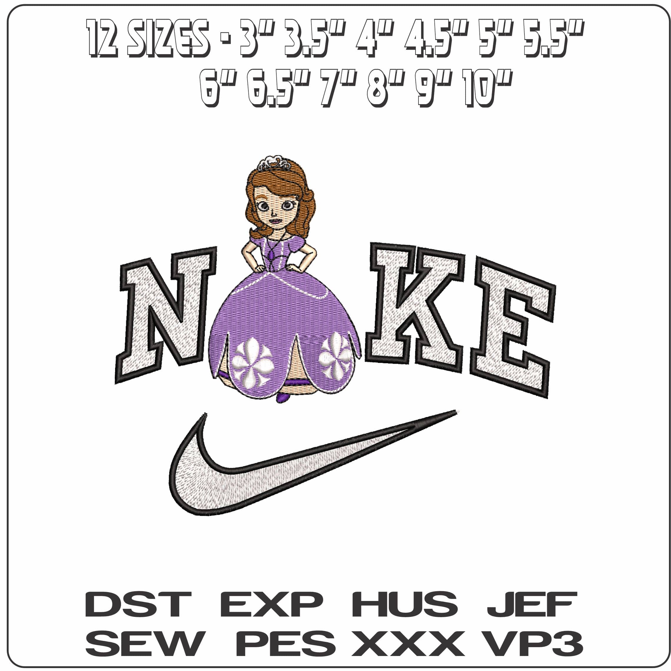 Nike Sofia the First Disney - Elegant embroidery design file - instant download — view 2