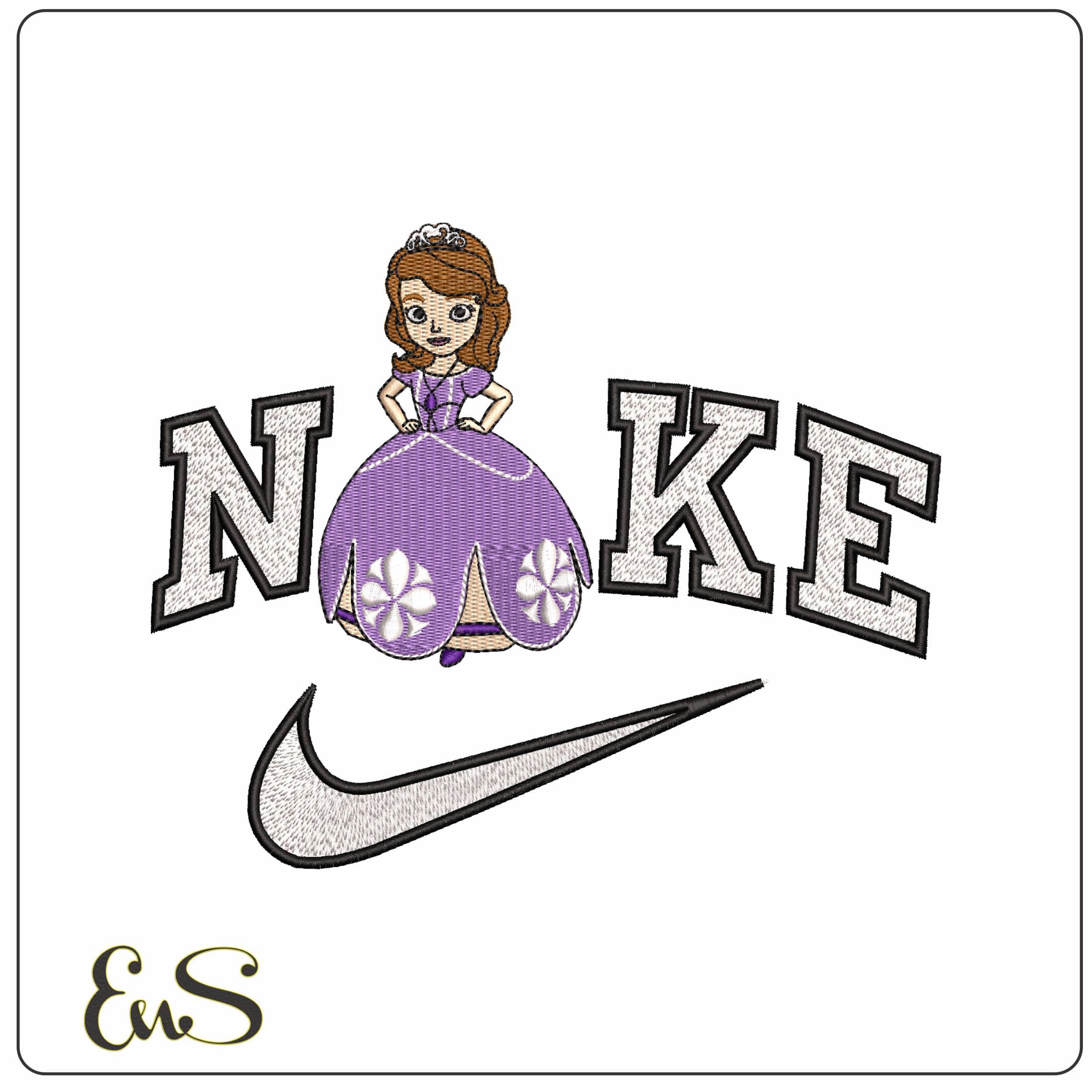 Nike Sofia the First Disney - Elegant embroidery design file - instant download