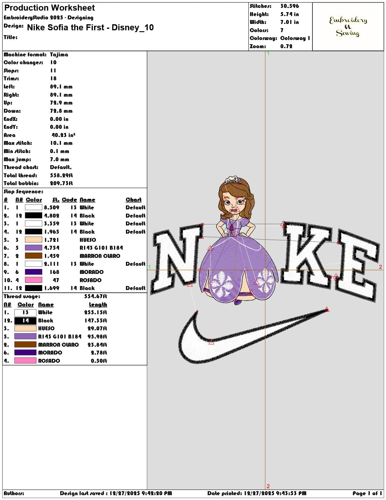 Nike Sofia the First Disney - Elegant embroidery design file - instant download — view 3