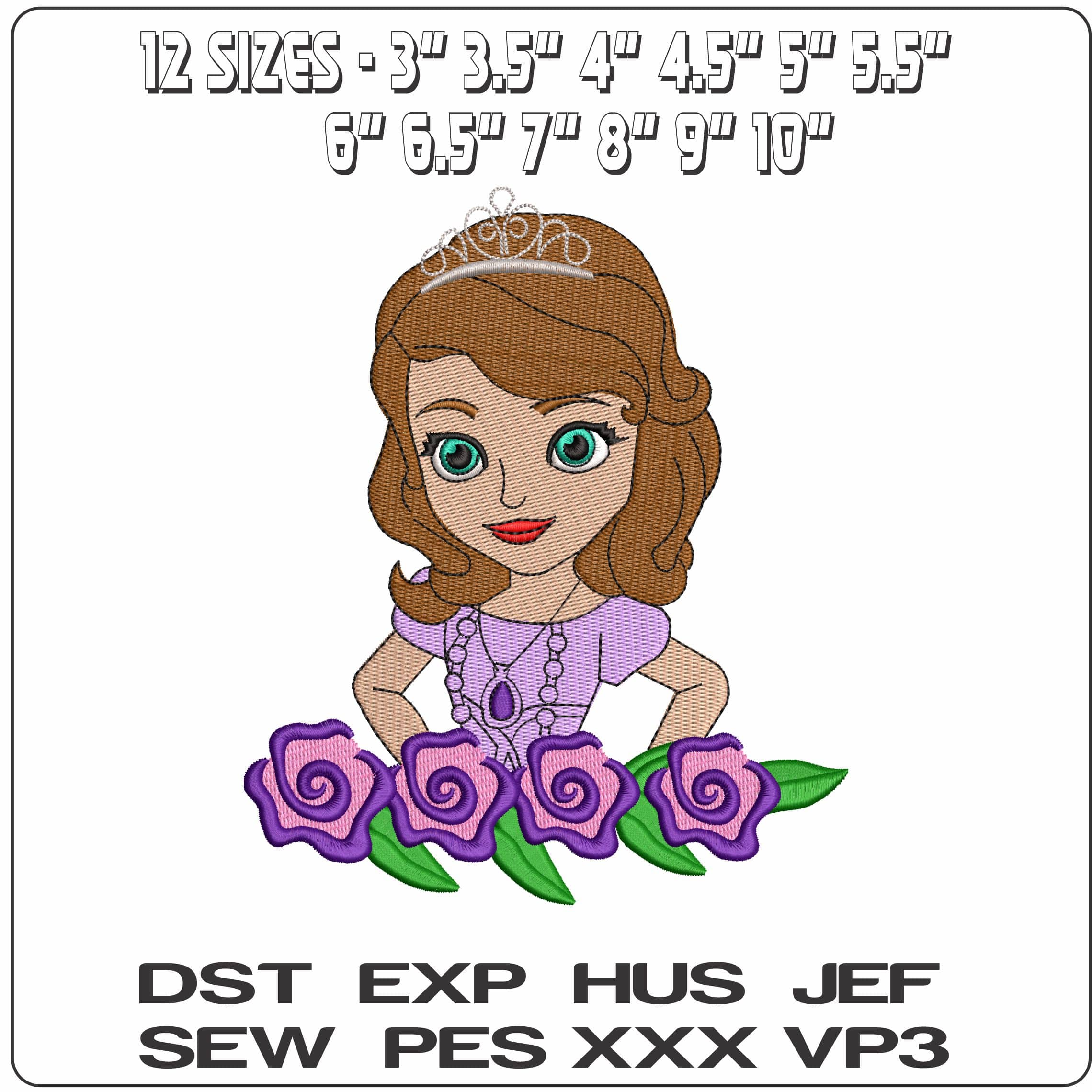 Nike Sofia the First Head Disney - Elegant embroidery design file - instant download — view 2