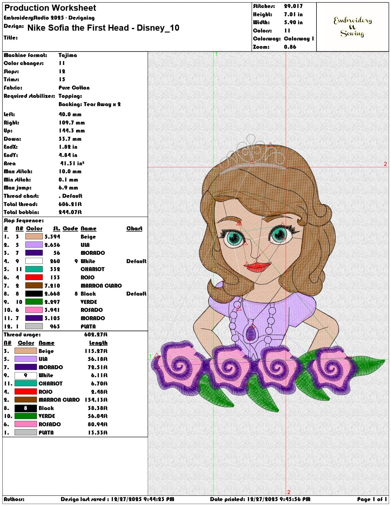 Nike Sofia the First Head Disney - Elegant embroidery design file - instant download — view 3