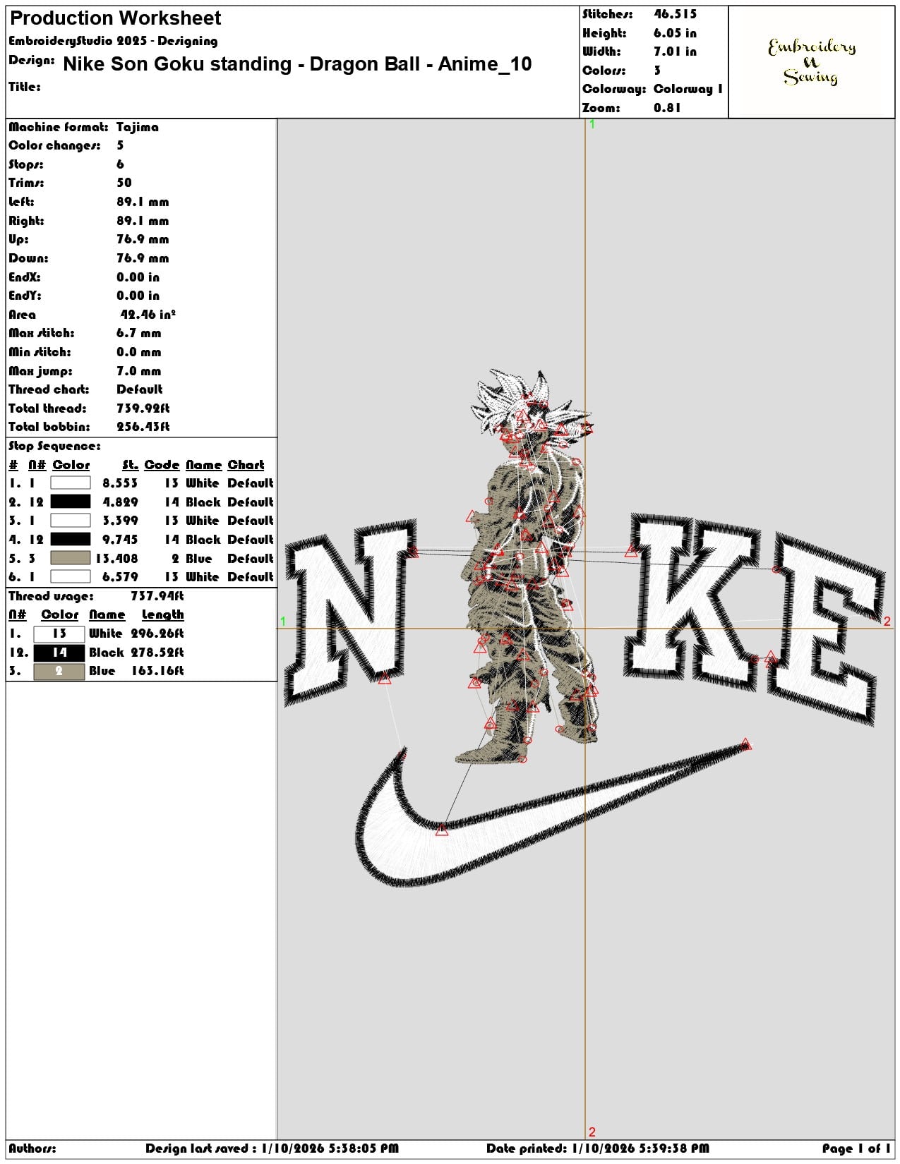 Nike Son Goku standing Dragon Ball Anime - Elegant embroidery design file - instant download — view 3