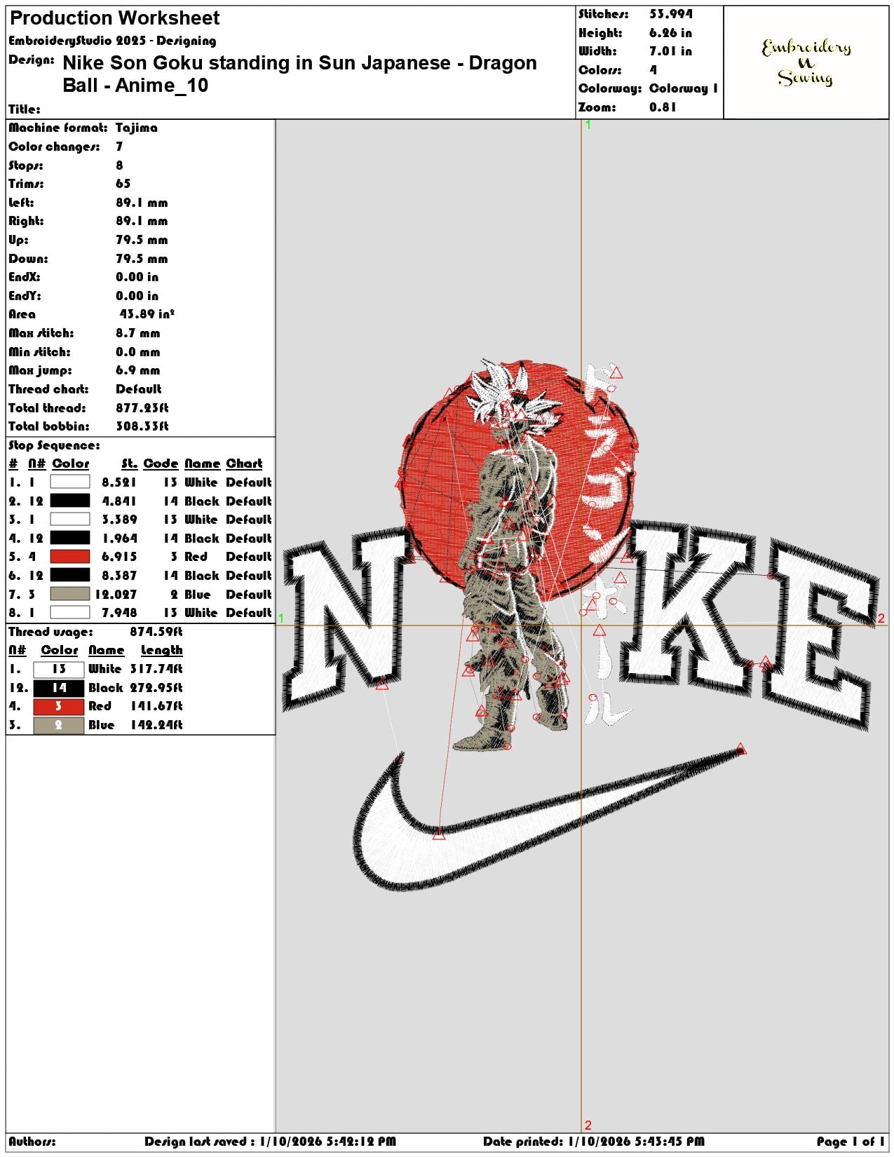 Nike Son Goku standing in Sun Japanese Dragon Ball Anime - Elegant embroidery design file - instant download — view 3