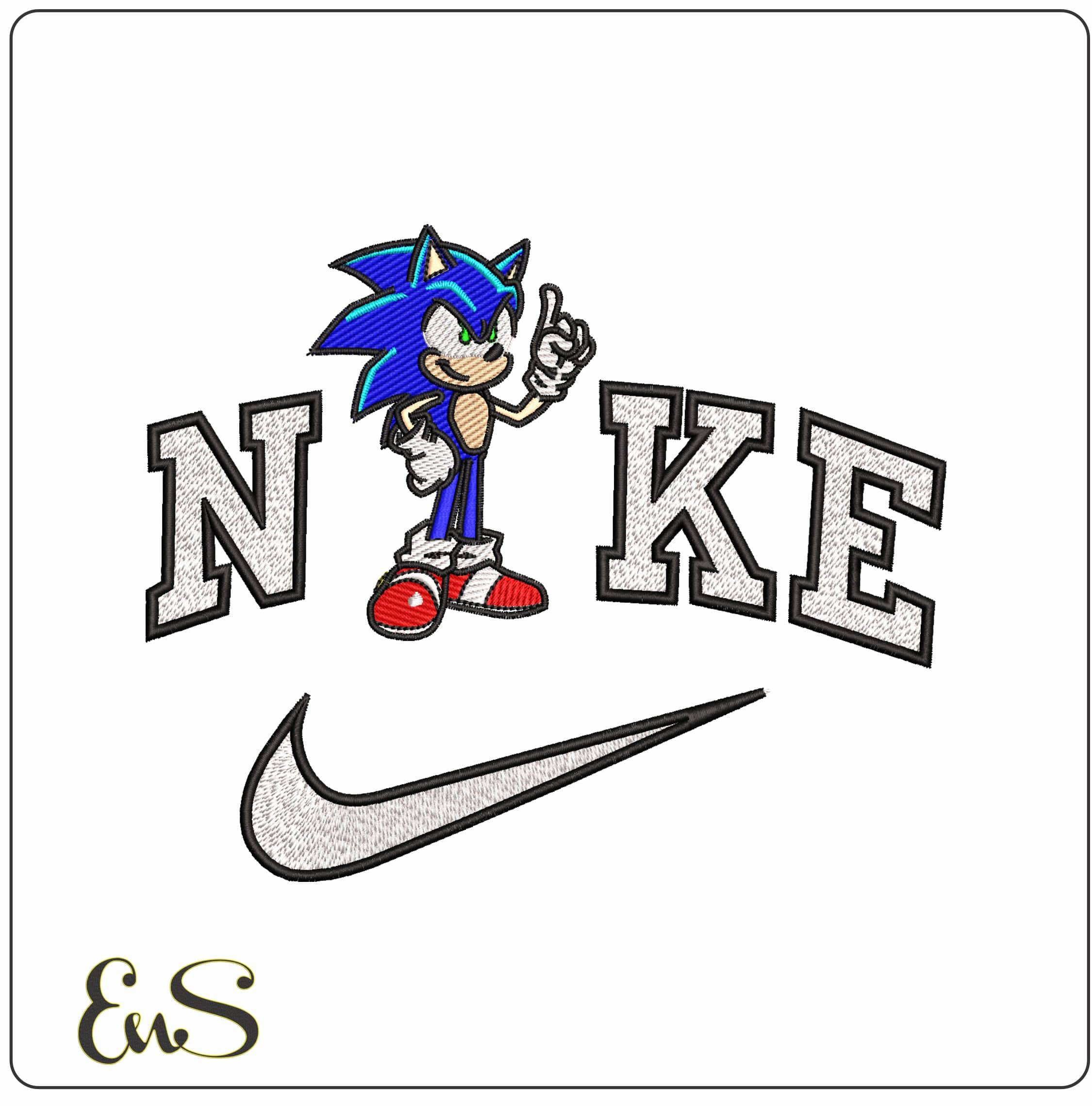 Nike Sonic The Hedgehog Basic - Elegant embroidery design file - instant download