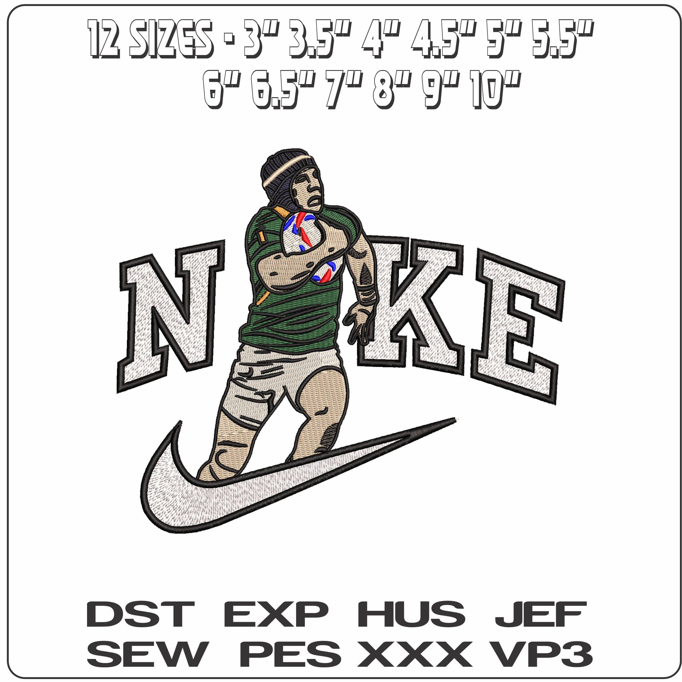 Nike South African Rugby World Cup Player - Elegant embroidery design file - instant download — view 2