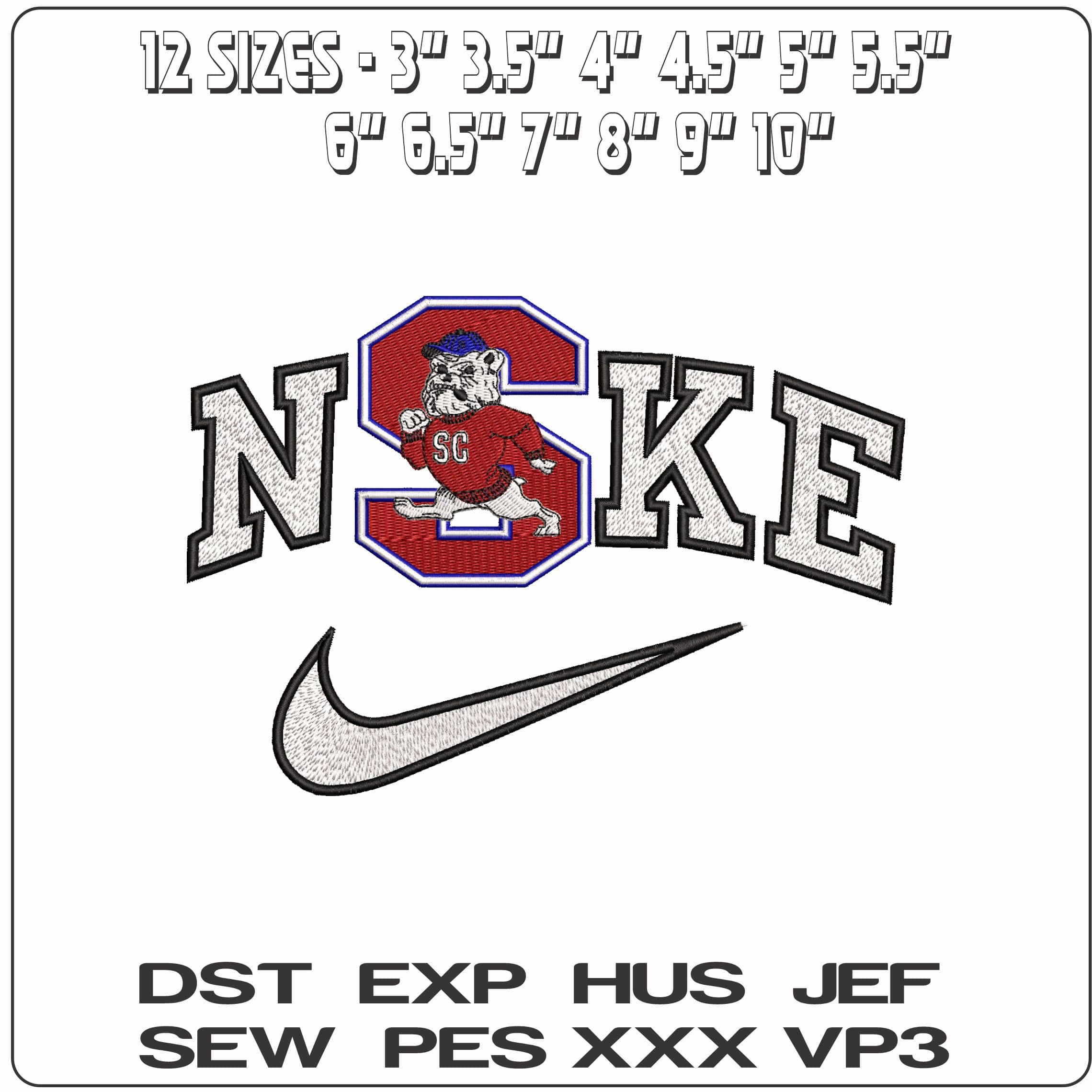 Nike South Carolina State Bulldog Spike College - Elegant embroidery design file - instant download — view 2