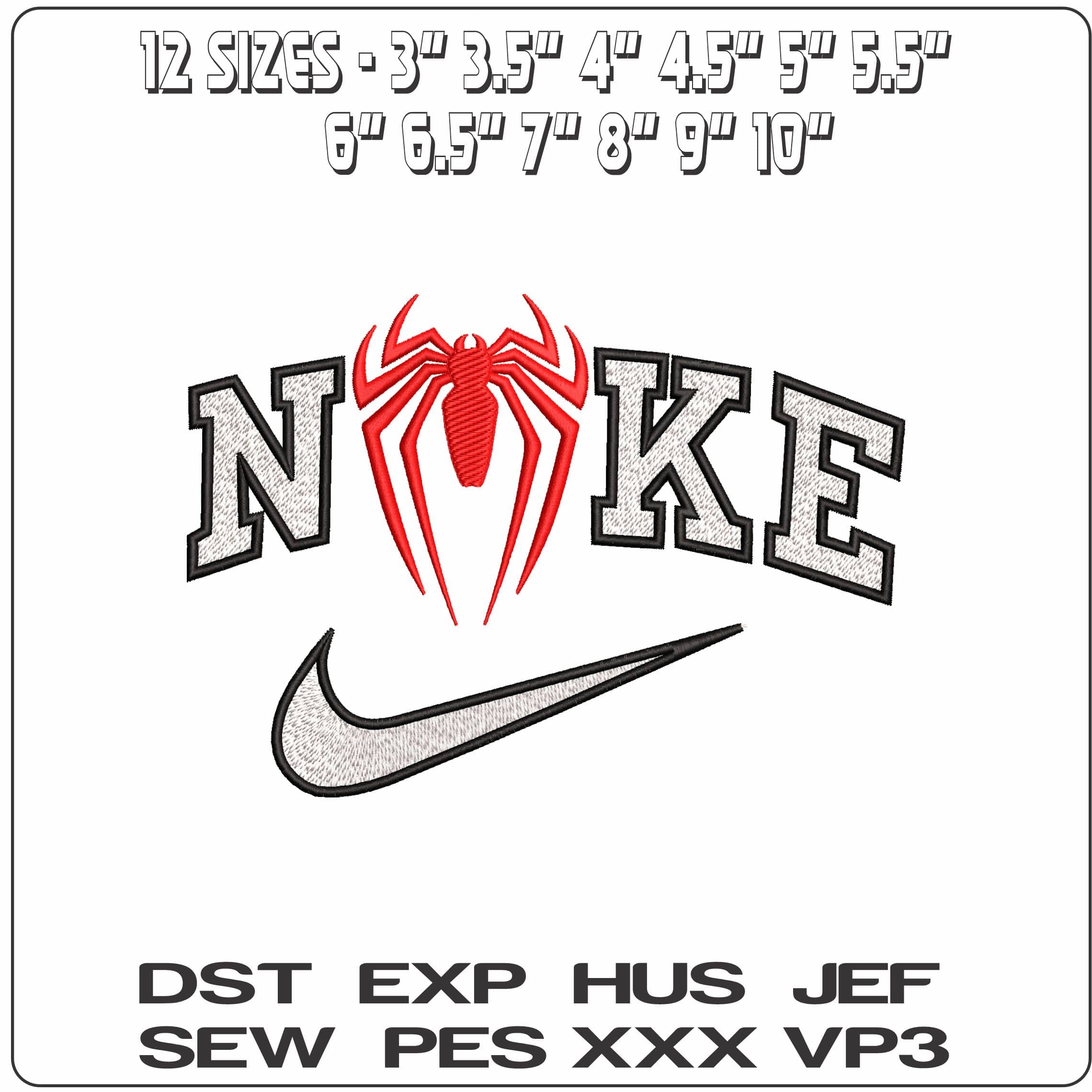 Nike Spiderman 2 Logo - Elegant embroidery design file - instant download — view 2