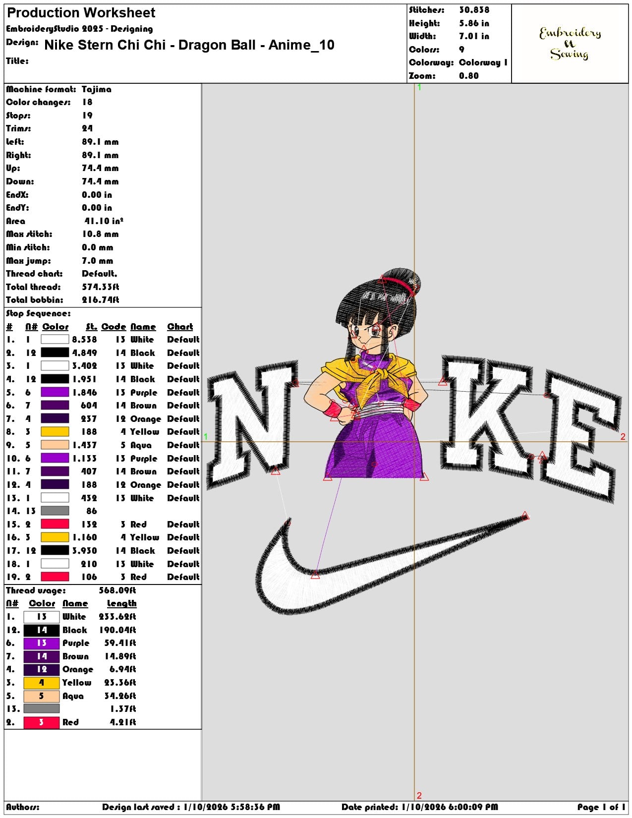 Nike Stern Chi Chi Dragon Ball Anime - Elegant embroidery design file - instant download — view 3