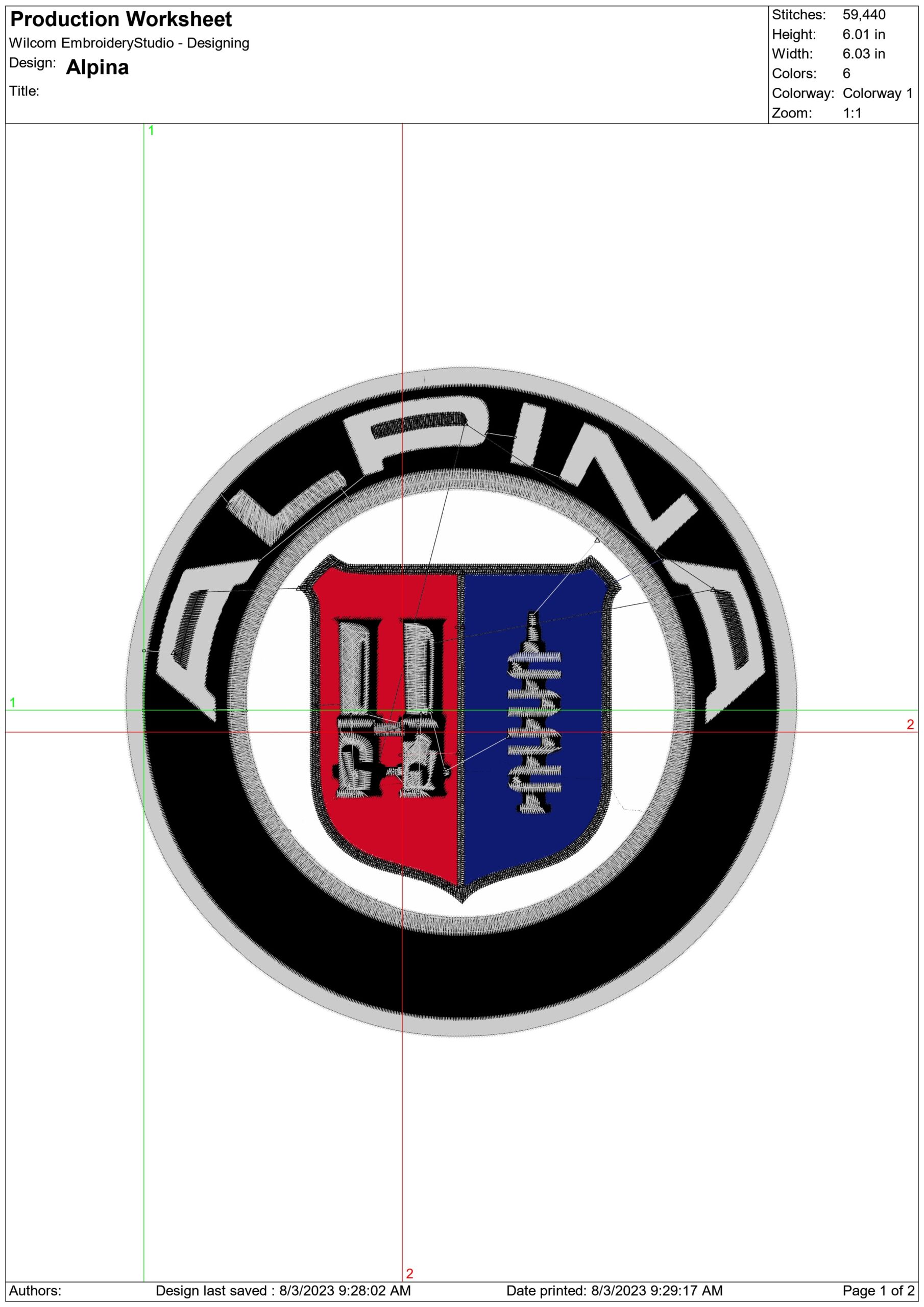 BMW Alpina Car Logo with white center embroidery design German design machine pattern Car Auto Company embroidery file instant download — view 2