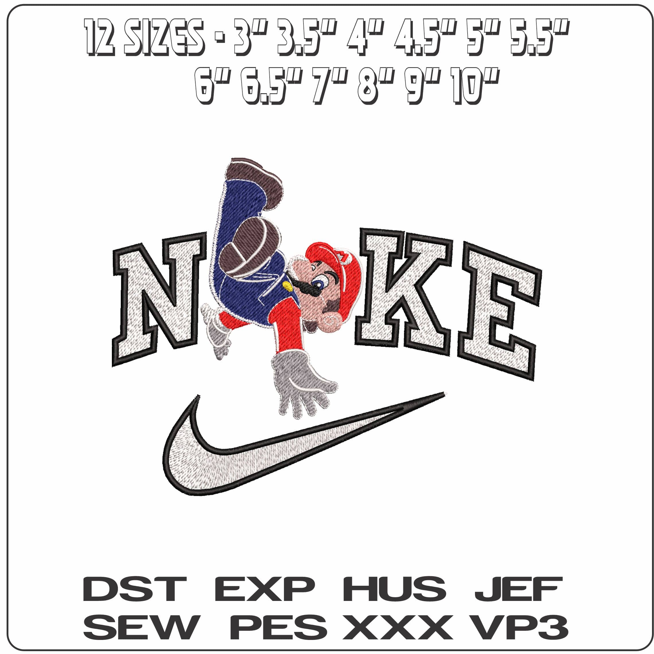 Nike Super Mario Galaxy Mario Falling - Elegant embroidery design file - instant download — view 2