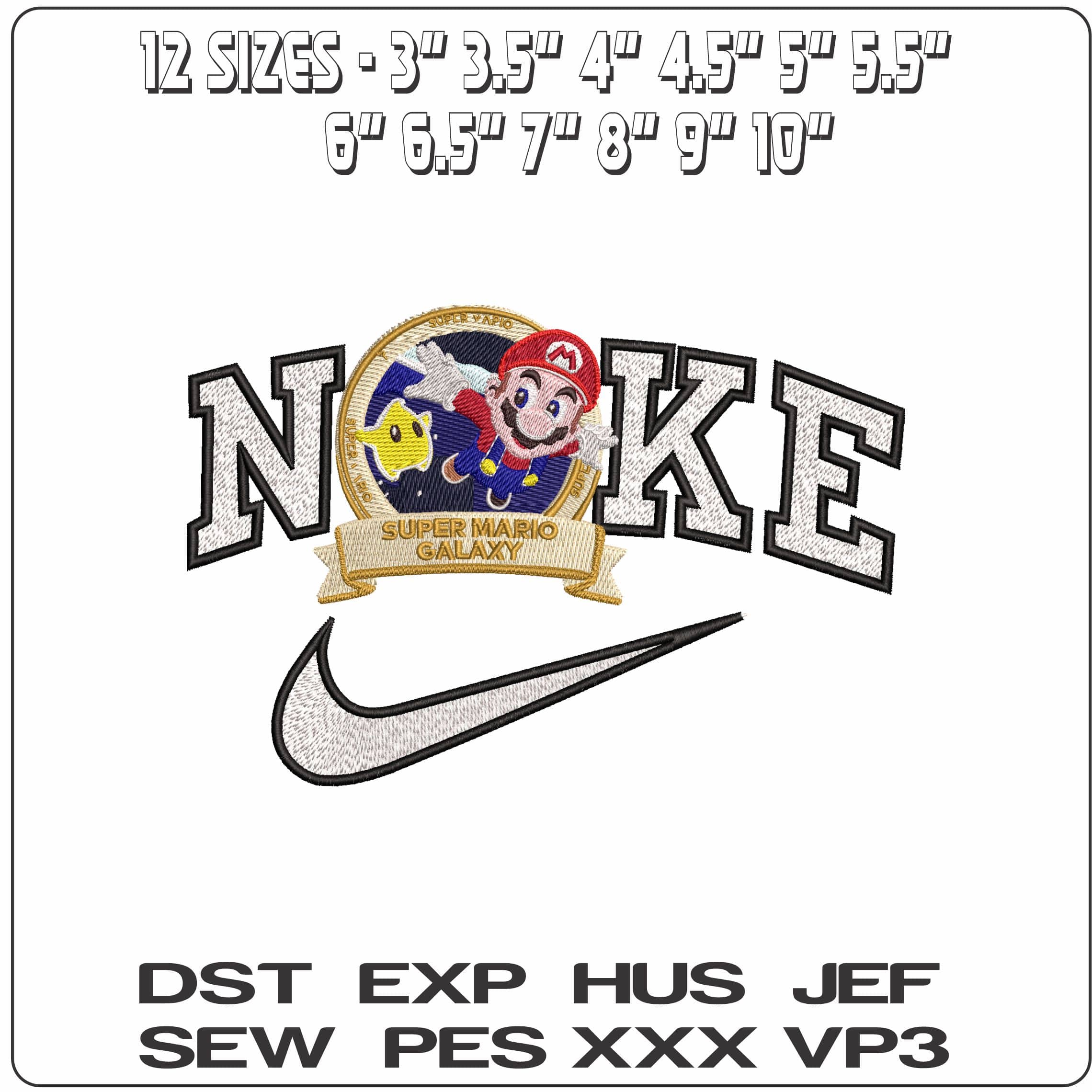 Nike Super Mario Galaxy Mario Flying - Elegant embroidery design file - instant download — view 2
