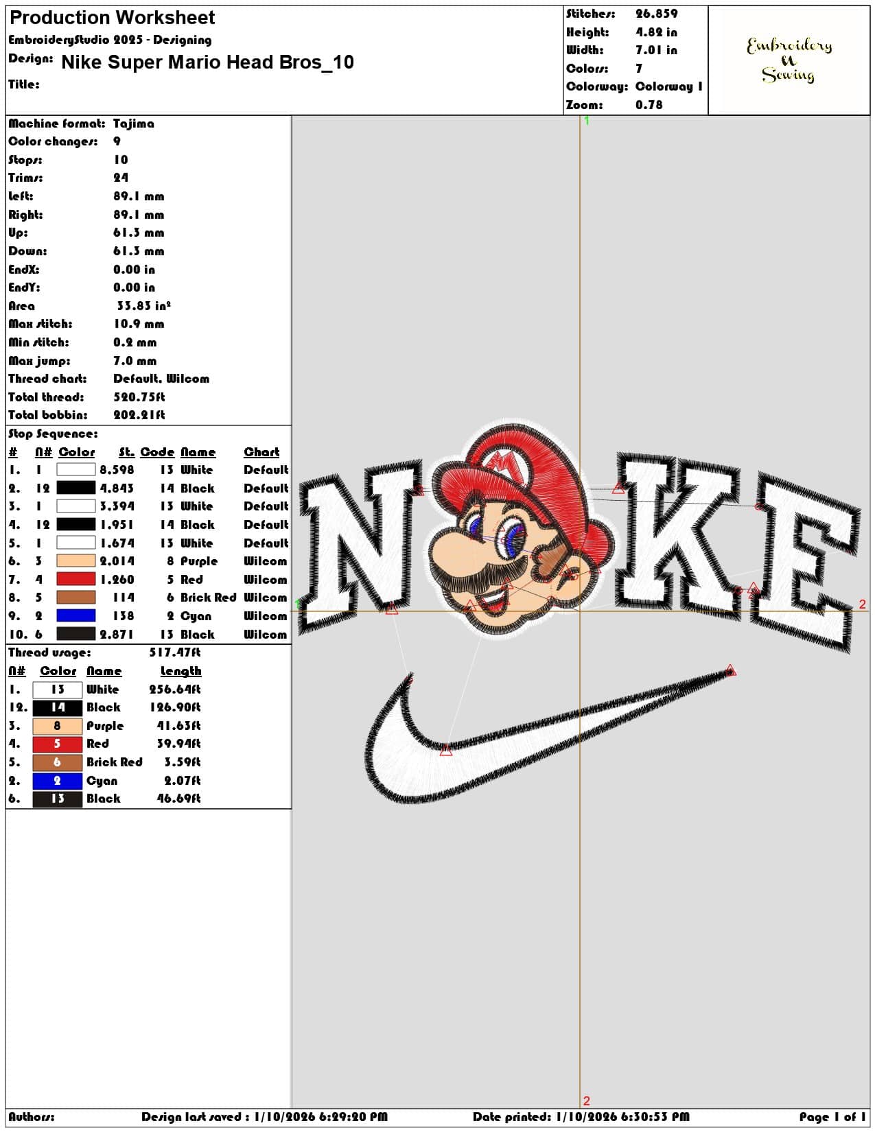 Nike Super Mario Head Bros - Elegant embroidery design file - instant download — view 3