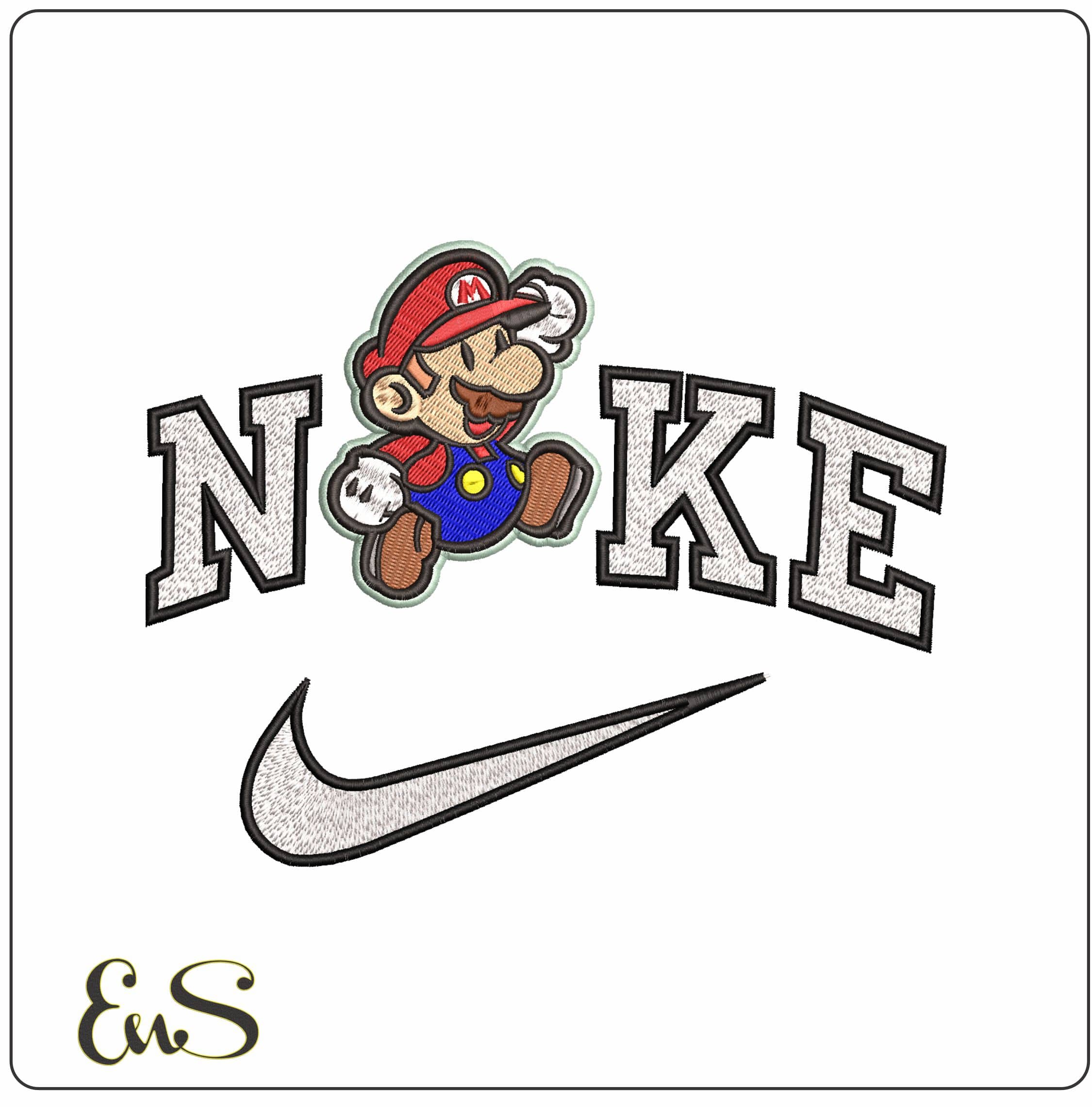 Nike Super Mario Leaping Super Mario Bros - Elegant embroidery design file - instant download