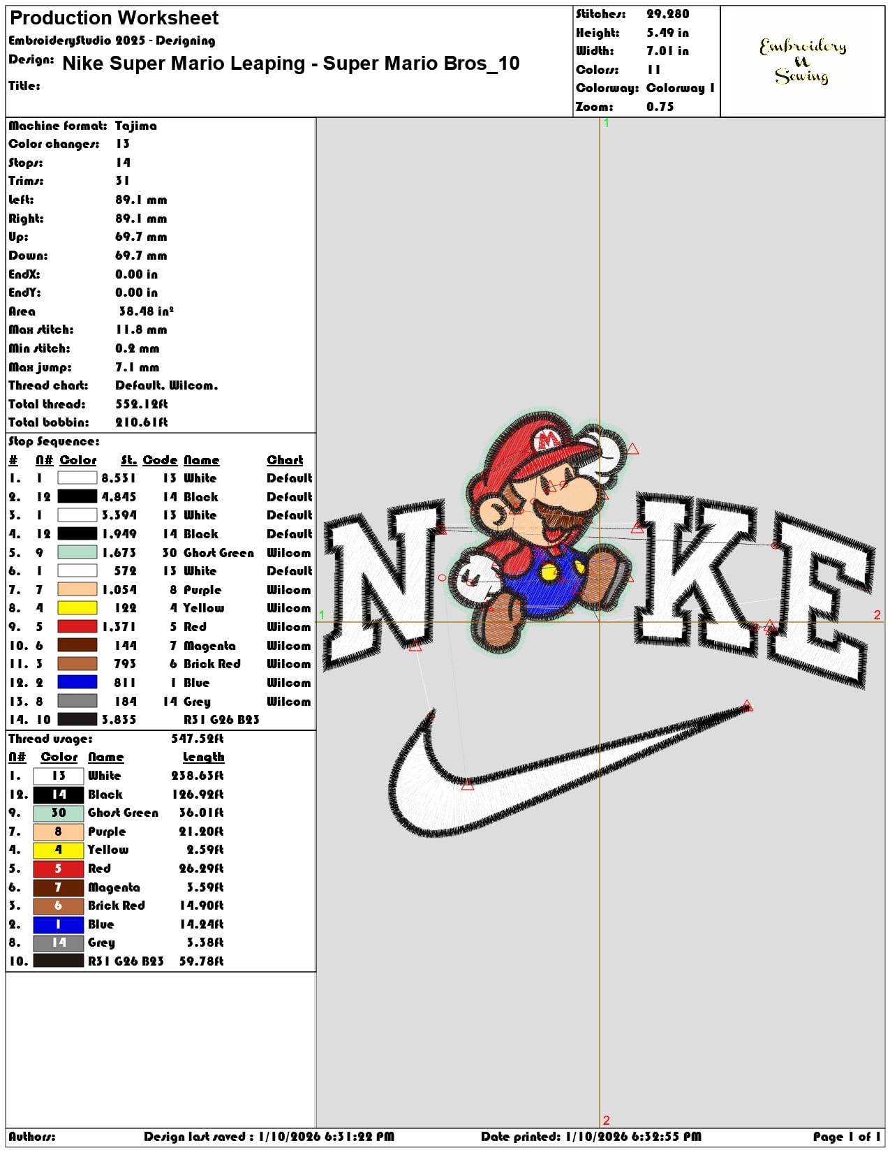 Nike Super Mario Leaping Super Mario Bros - Elegant embroidery design file - instant download — view 3