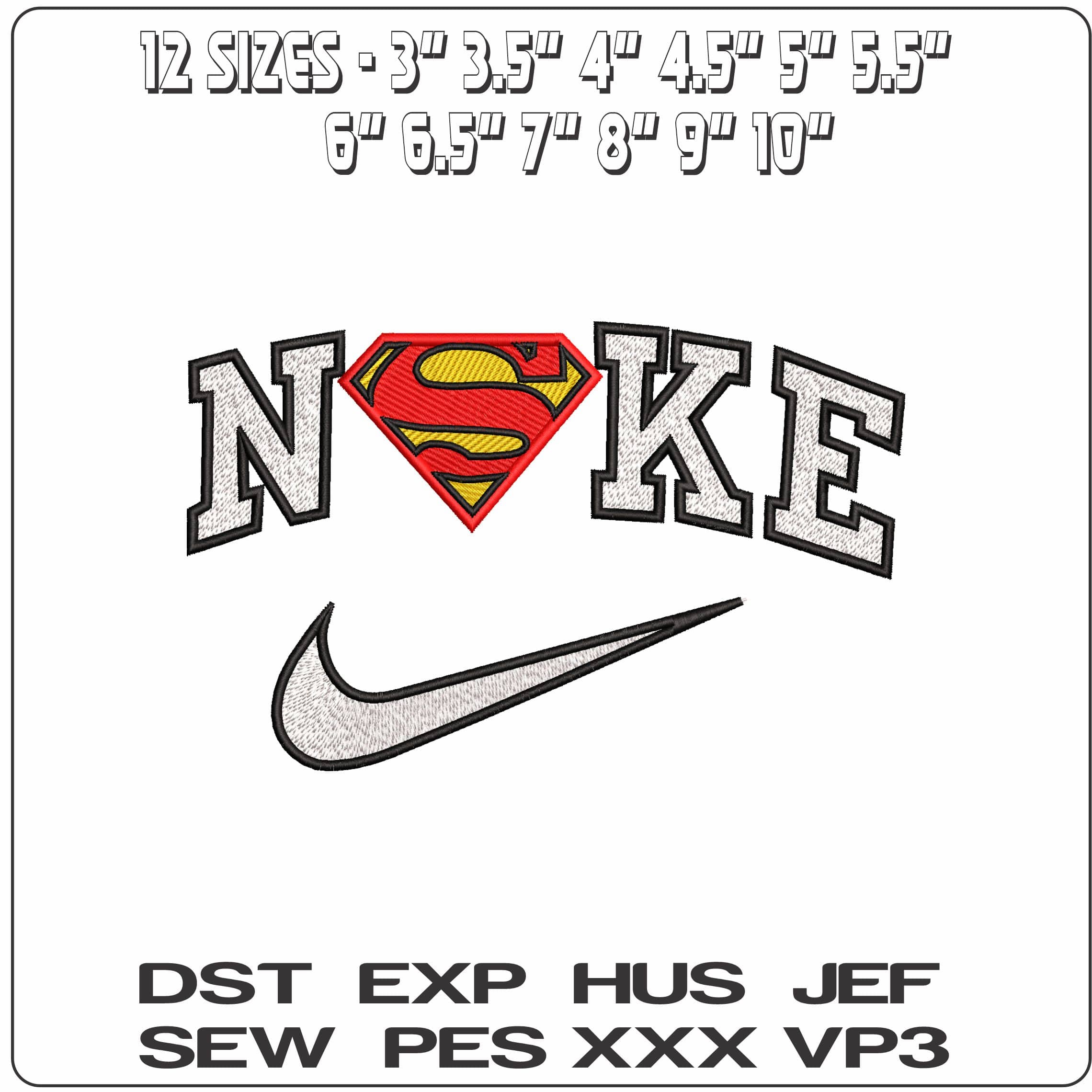 Nike Superman Logo highlight DC Comics - Elegant embroidery design file - instant download — view 2