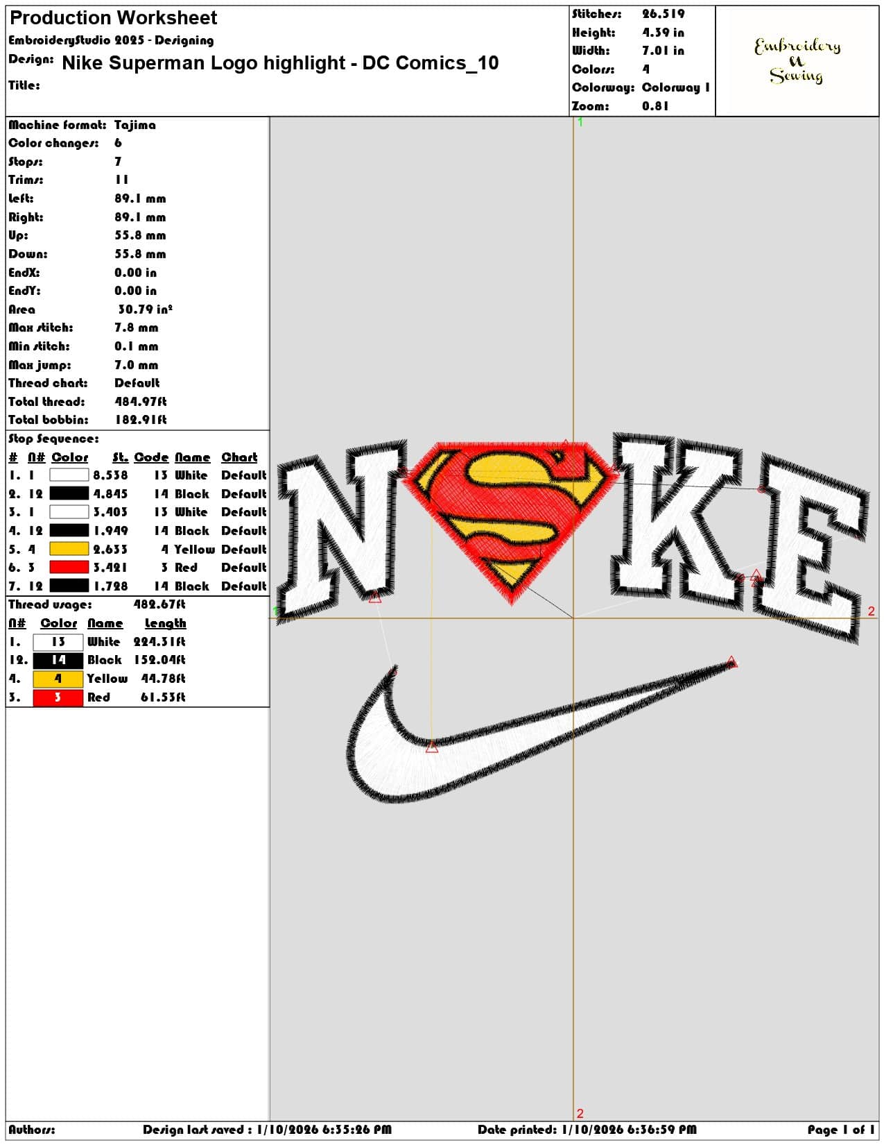 Nike Superman Logo highlight DC Comics - Elegant embroidery design file - instant download — view 3
