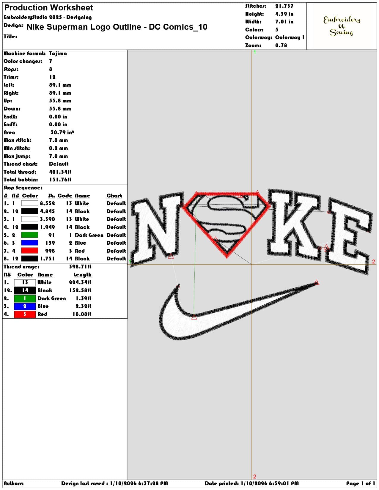 Nike Superman Logo Outline DC Comics - Elegant embroidery design file - instant download — view 3