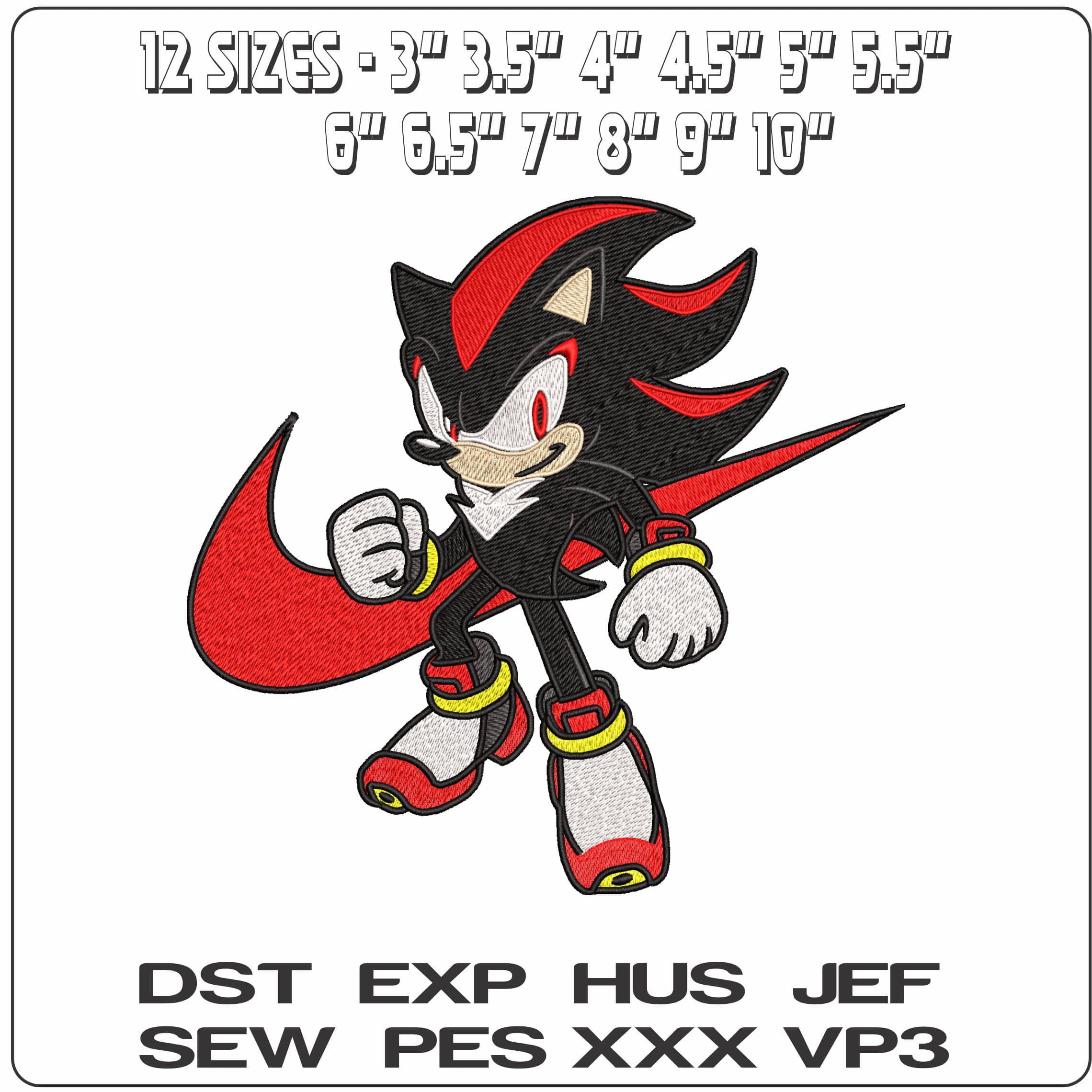 Nike Swoosh Shadow Sonic the Hedgehog - Elegant embroidery design file - instant download — view 2