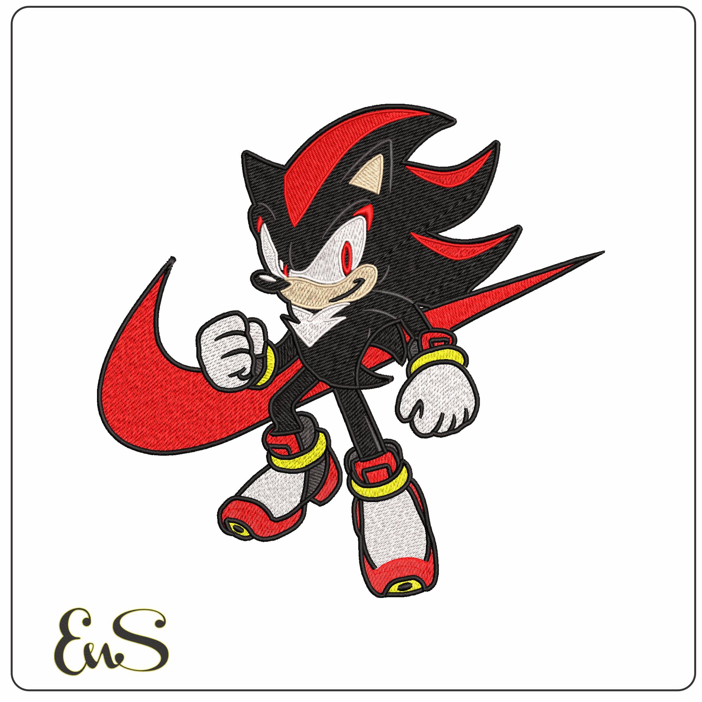 Nike Swoosh Shadow Sonic the Hedgehog - Elegant embroidery design file - instant download