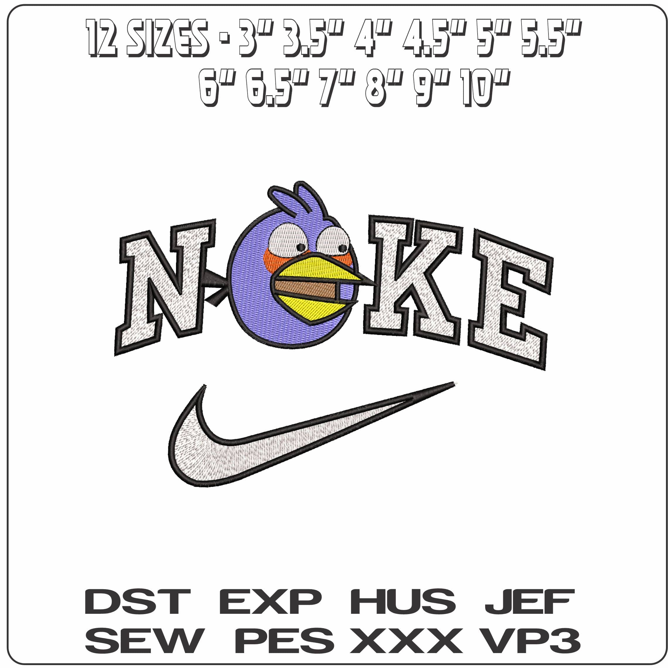 Nike The Blues Angry Bird - Elegant embroidery design file - instant download — view 2